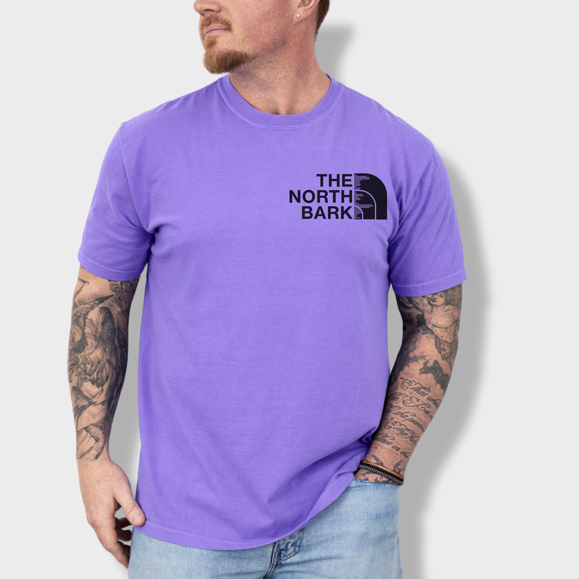 Artistic The North Bark Dog Graphic Comfort Colors T-Shirt in Violet-Fetch N Found