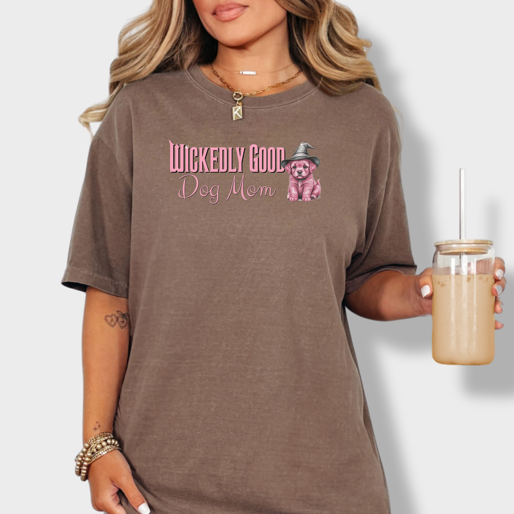 Movie-Inspired Pink Wickedly Good Dog Mom Dog Graphic Comfort Colors T-Shirt in Espresso-T-Shirt-Espresso-Fetch N Found