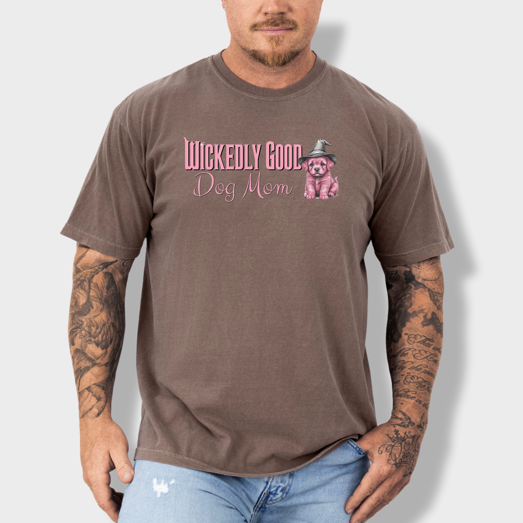 Movie-Inspired Pink Wickedly Good Dog Mom Dog Graphic Comfort Colors T-Shirt in Espresso-T-Shirt-Espresso-Fetch N Found