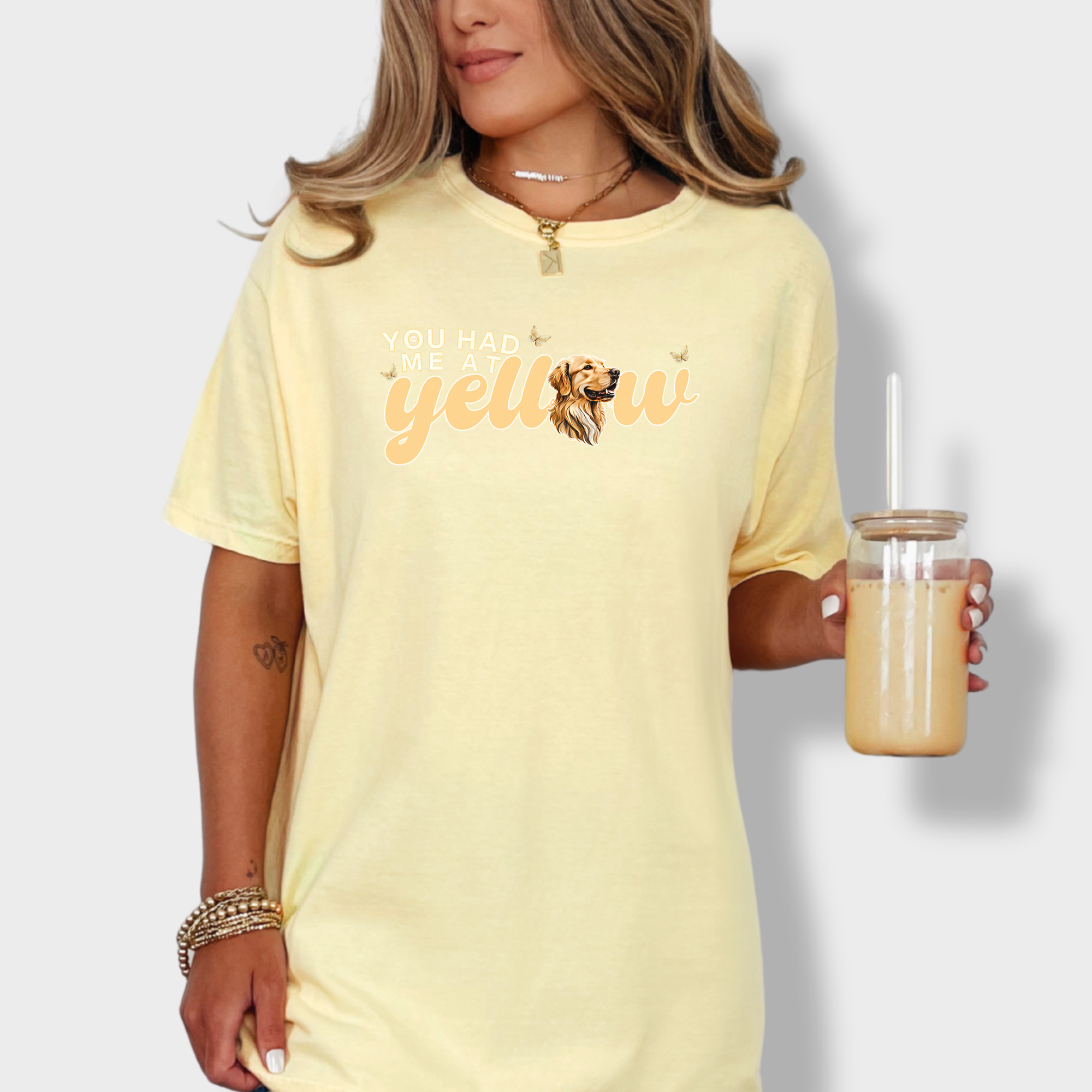 Movie-Inspired You Had Me At Yellow Labrardor Retreiver Dog Text Comfort Colors T-Shirt in Butter-T-Shirt-Butter-Fetch N Found