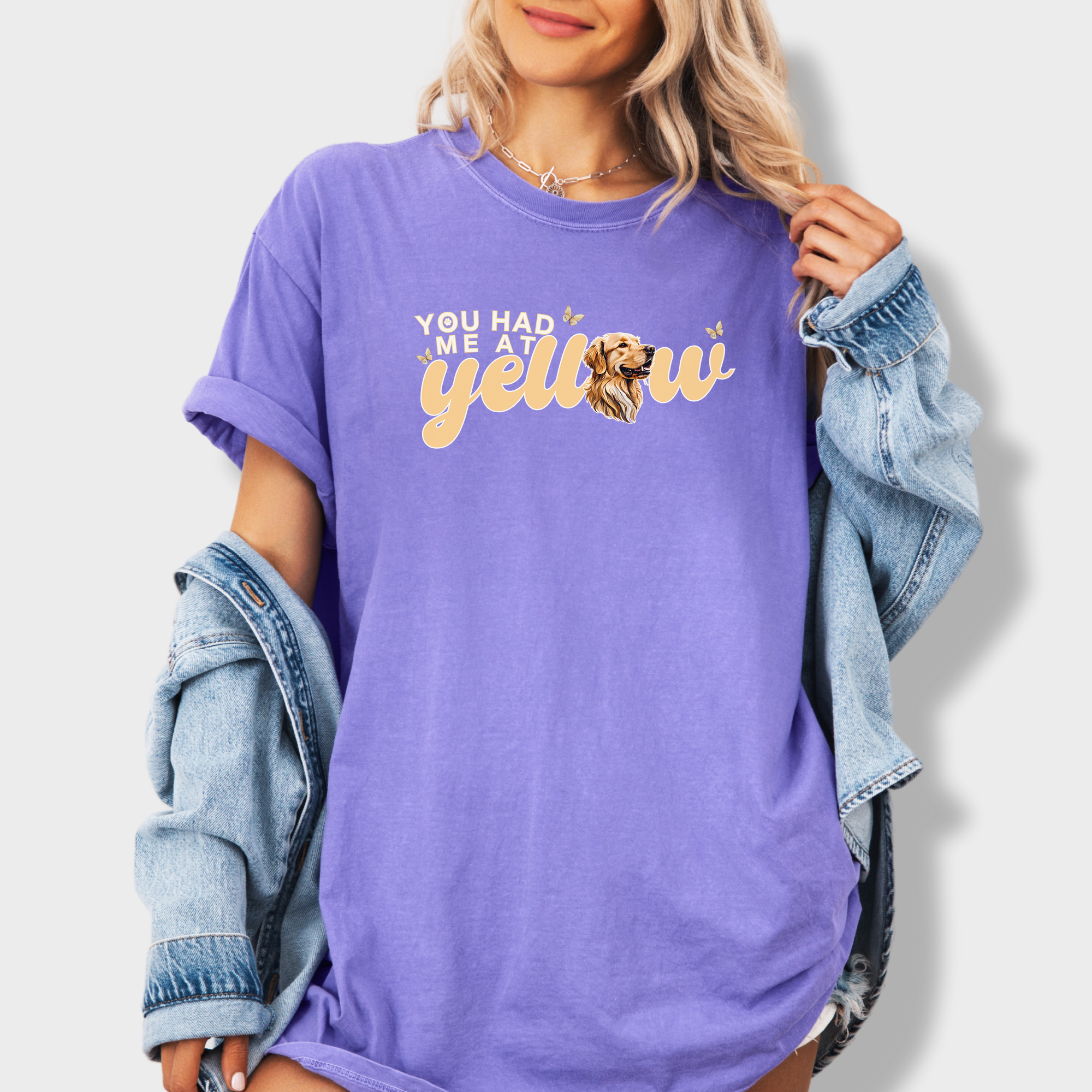 Movie-Inspired You Had Me At Yellow Labrardor Retreiver Dog Text Comfort Colors T-Shirt in Violet-T-Shirt-Violet-Fetch N Found