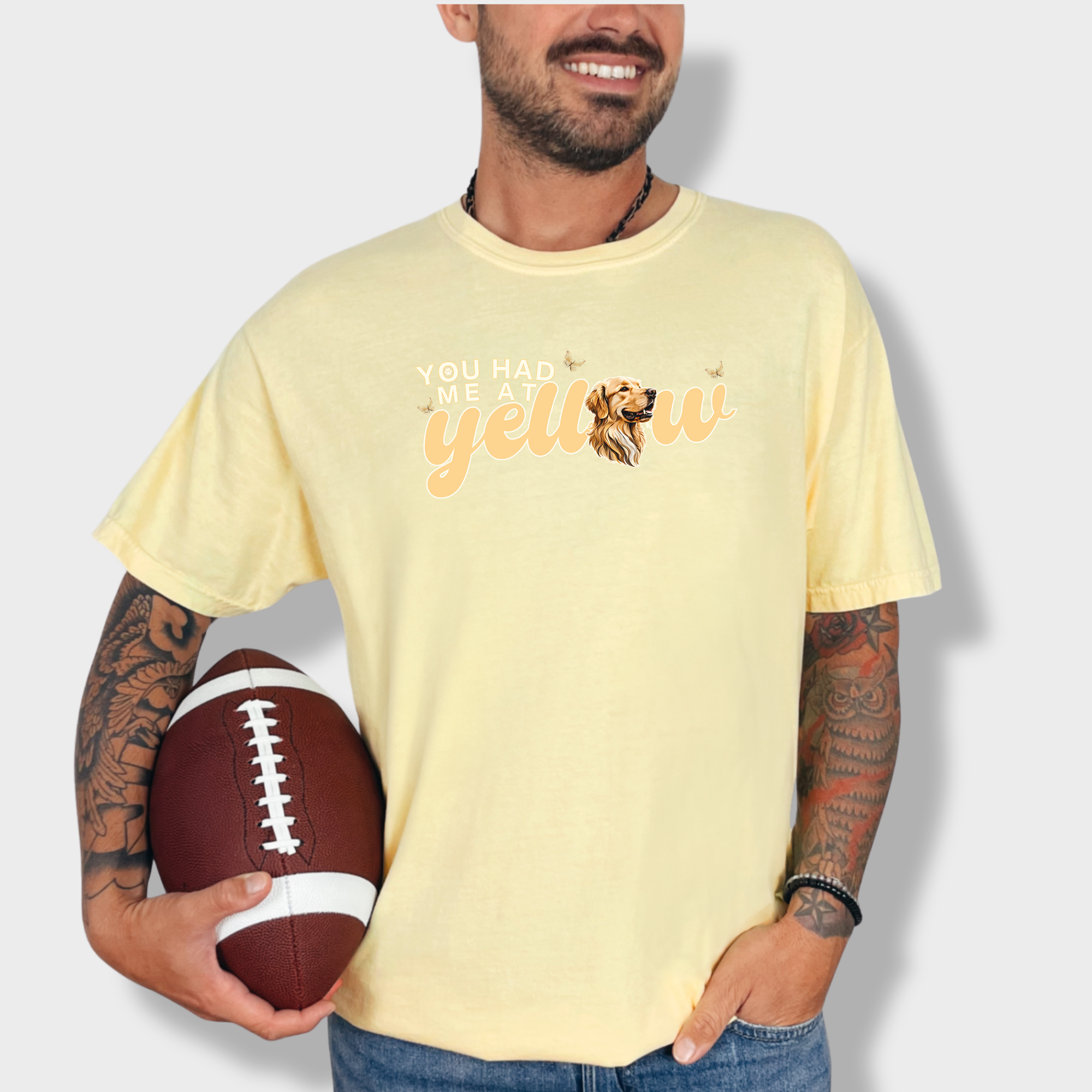 Movie-Inspired You Had Me At Yellow Labrardor Retreiver Dog Text Comfort Colors T-Shirt in Butter-T-Shirt-Butter-Fetch N Found