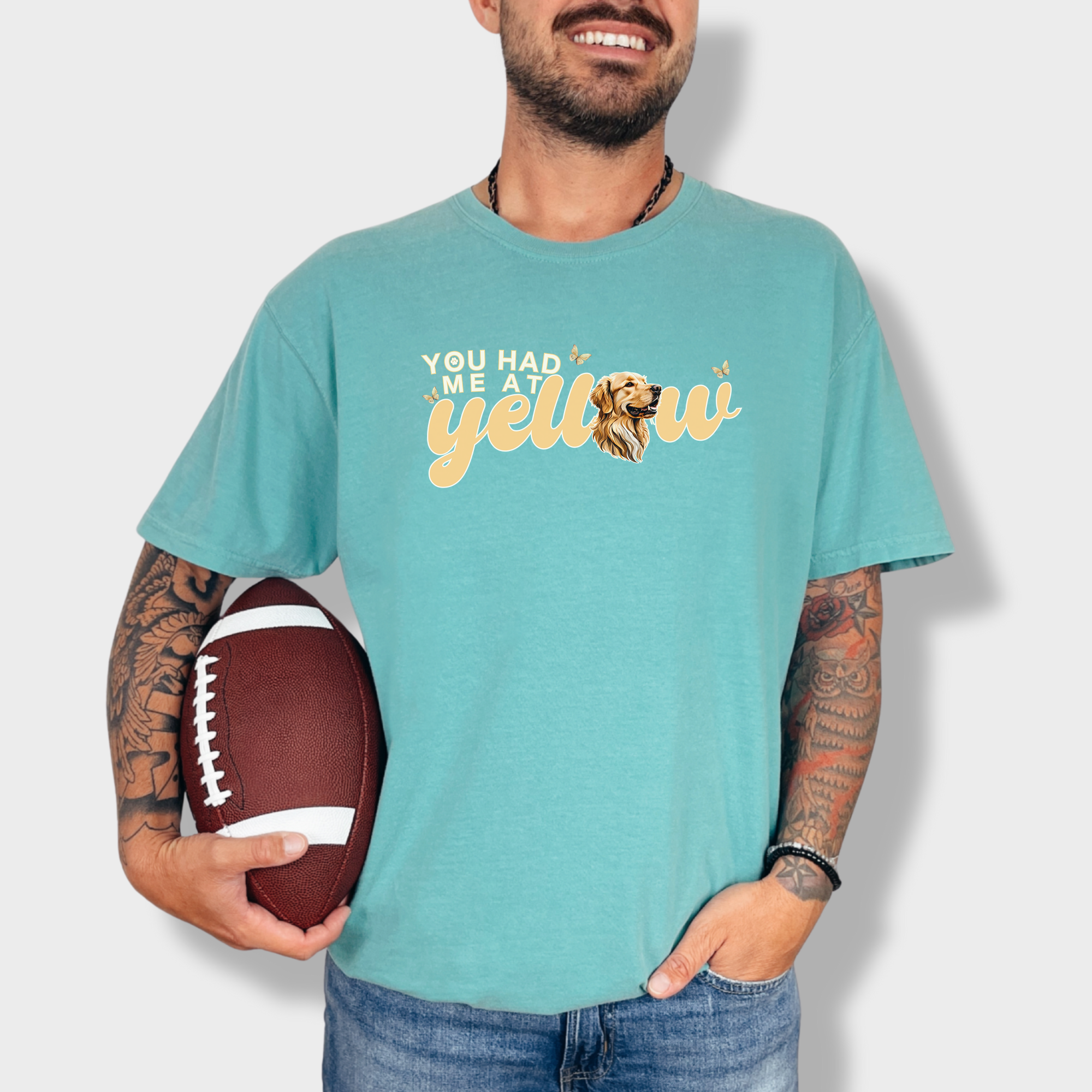 Movie-Inspired You Had Me At Yellow Labrardor Retreiver Dog Text Comfort Colors T-Shirt in Seafoam-T-Shirt-Seafoam-Fetch N Found