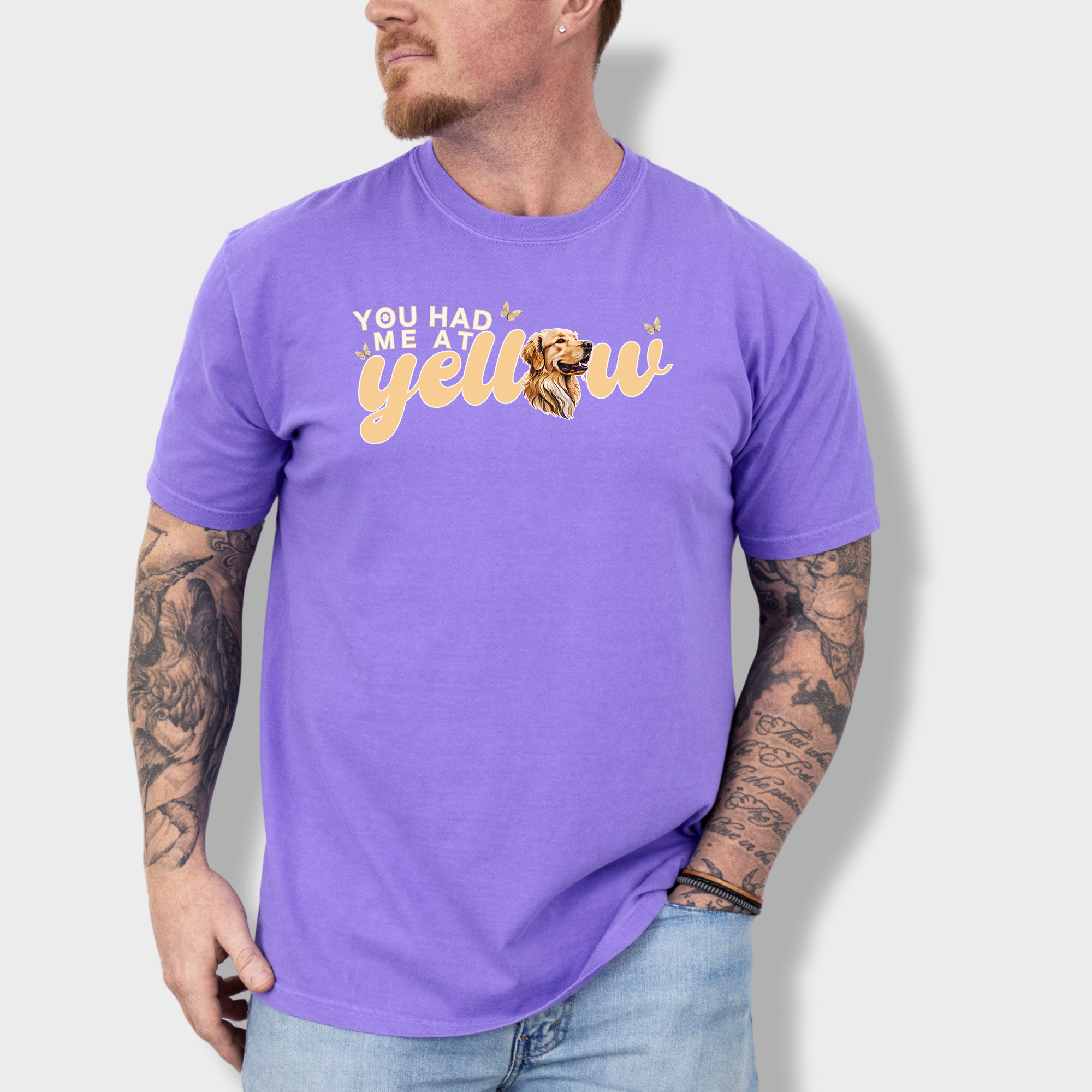 Movie-Inspired You Had Me At Yellow Labrardor Retreiver Dog Text Comfort Colors T-Shirt in Violet-T-Shirt-Violet-Fetch N Found