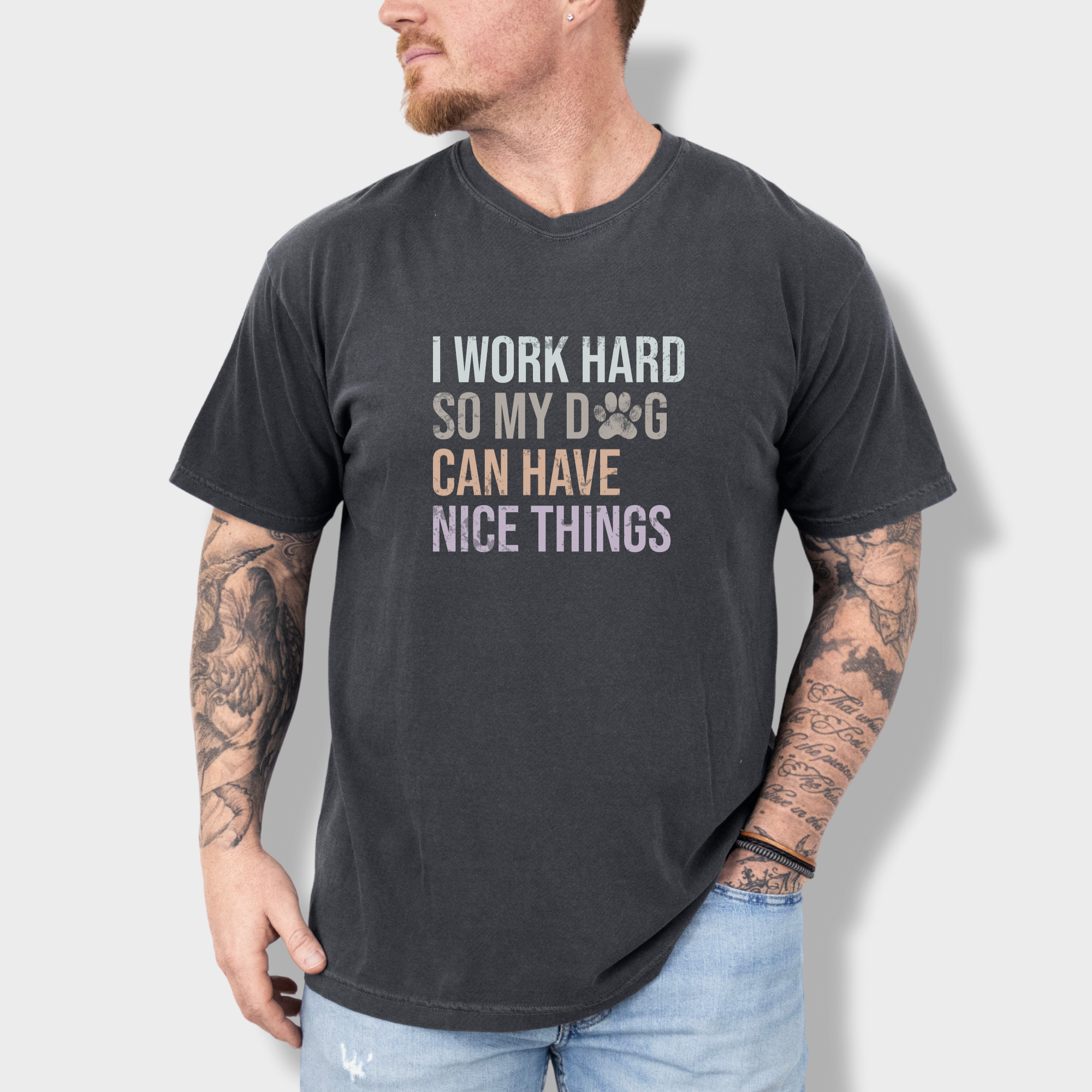 dog-has-nice-things-t-shirt-in-pepper - Pepper Lifestyle Male Model