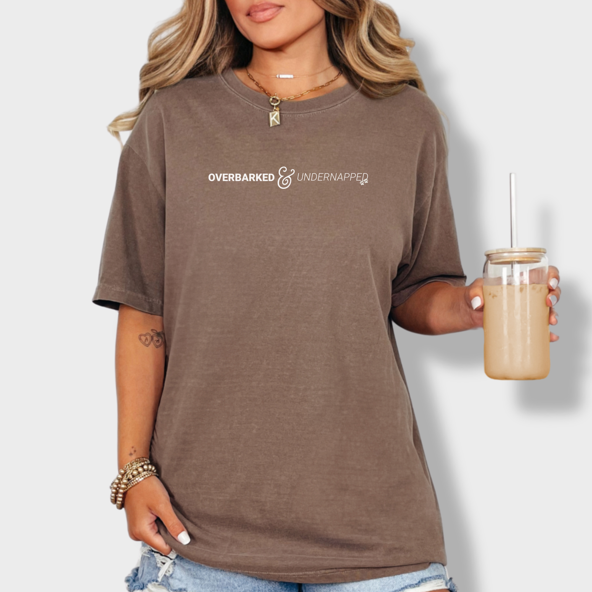 overbarked-undernapped-t-shirt-in-espresso - Espresso Lifestyle Female Model