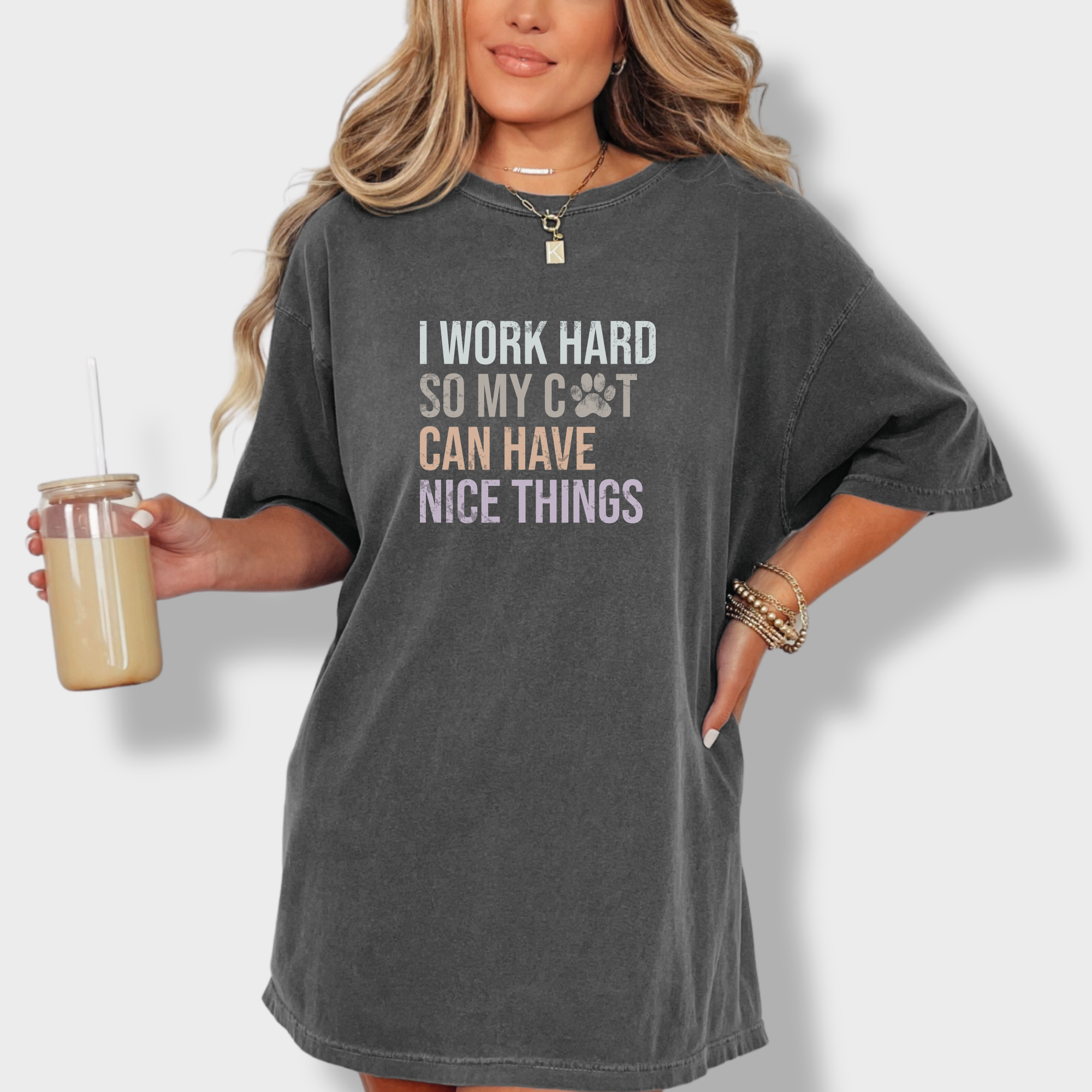 cat-has-nice-things-t-shirt-in-pepper - Pepper Lifestyle Female Model