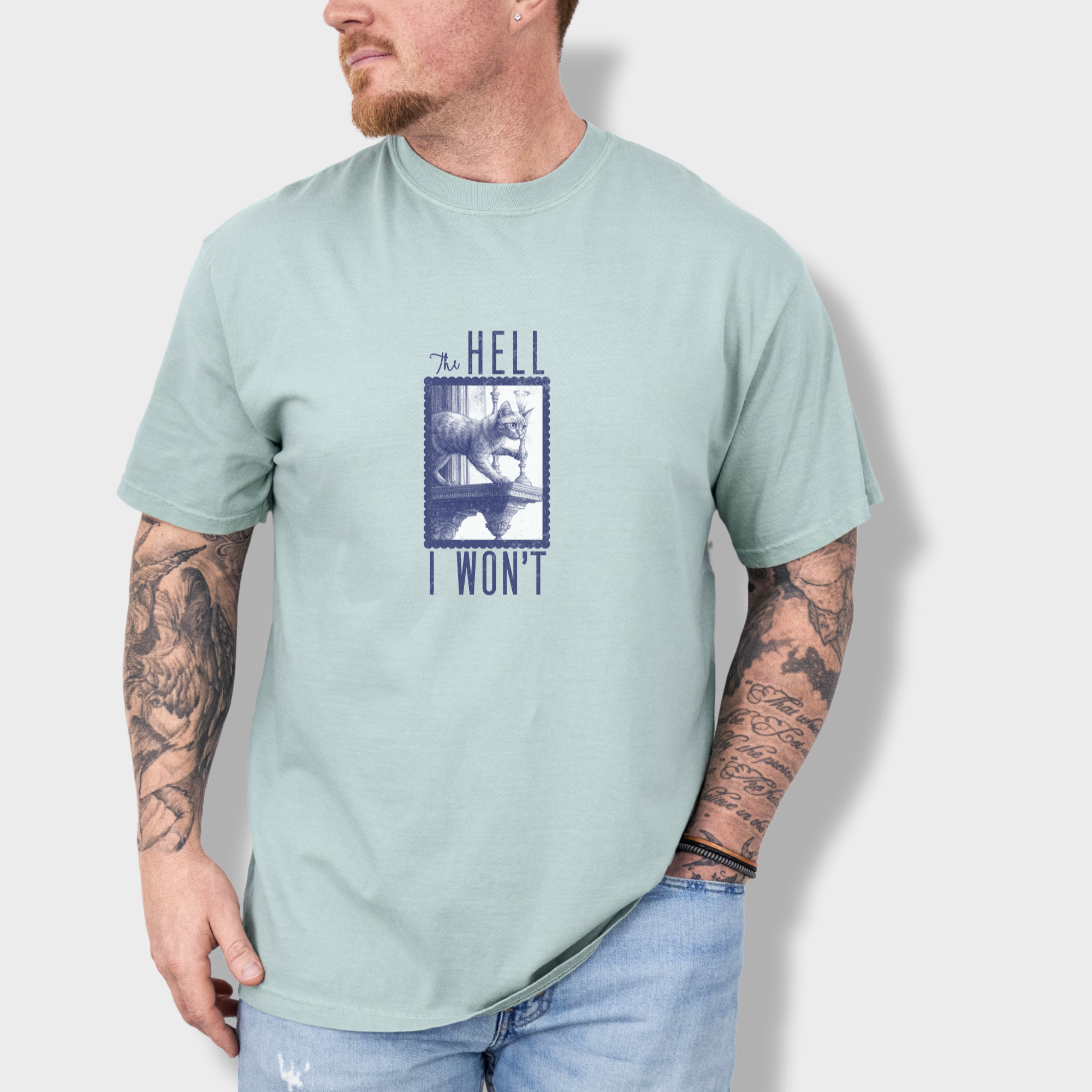 the-hell-i-wont-cat-edition-comfort-colors-t-shirt-in-granite - Granite Lifestyle Male Model