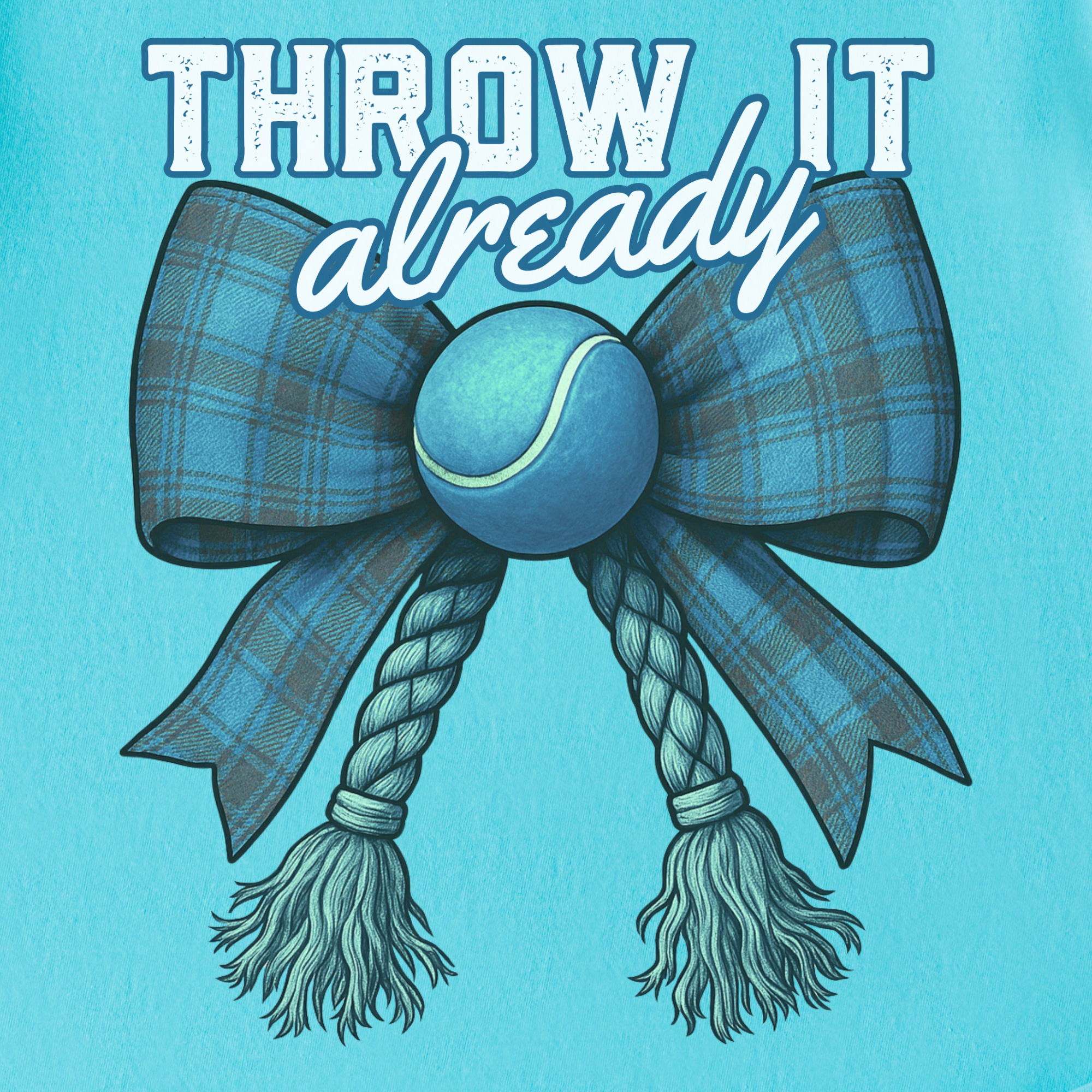 retro-throw-it-already-dog-chew-toy-bow-in-blue-dog-bow-comfort-colors-t-shirt-in-lagoon-blue - Lagoon Blue Full Graphic