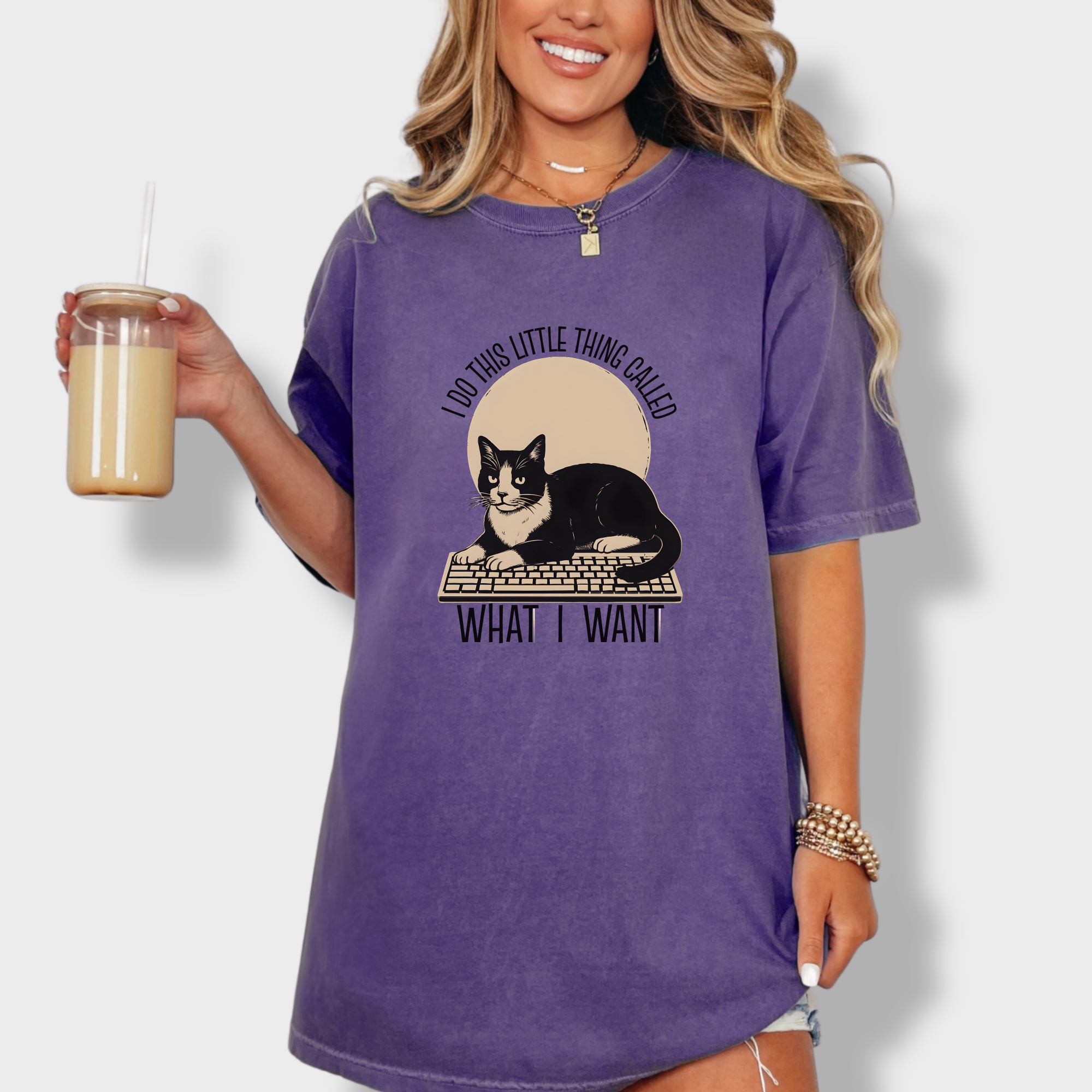retro-i-do-this-little-thing-called-what-i-want-cat-minimalist-comfort-colors-t-shirt-in-grape - Grape Lifestyle Female Model
