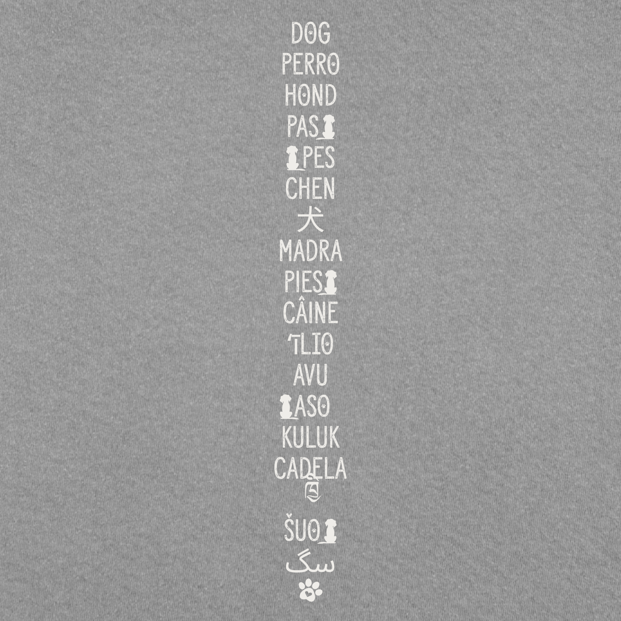 DOG In Many Languages Graphic Comfort Colors T-Shirt in Gray-T-Shirt-Fetch N Found