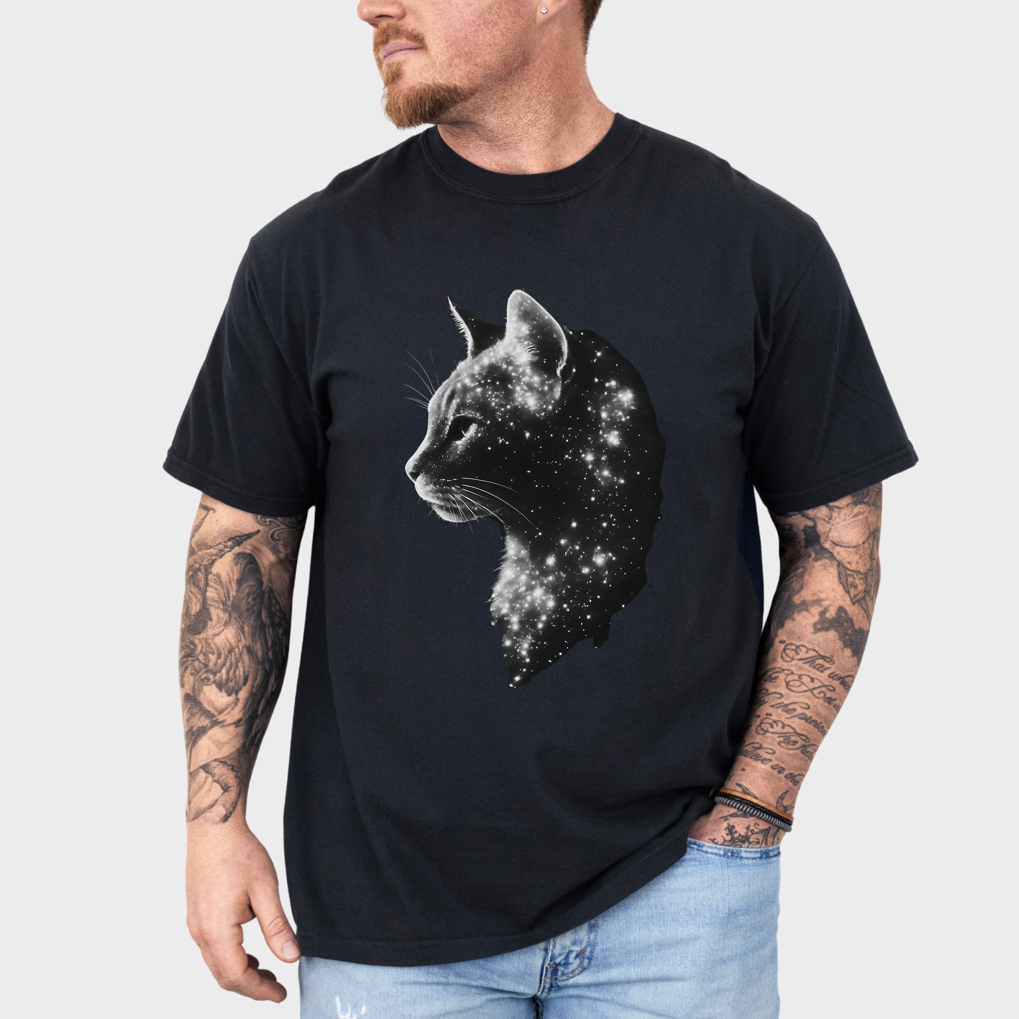 Artistic Astrological Cat Cat Graphic Comfort Colors T-Shirt in Black-Fetch N Found