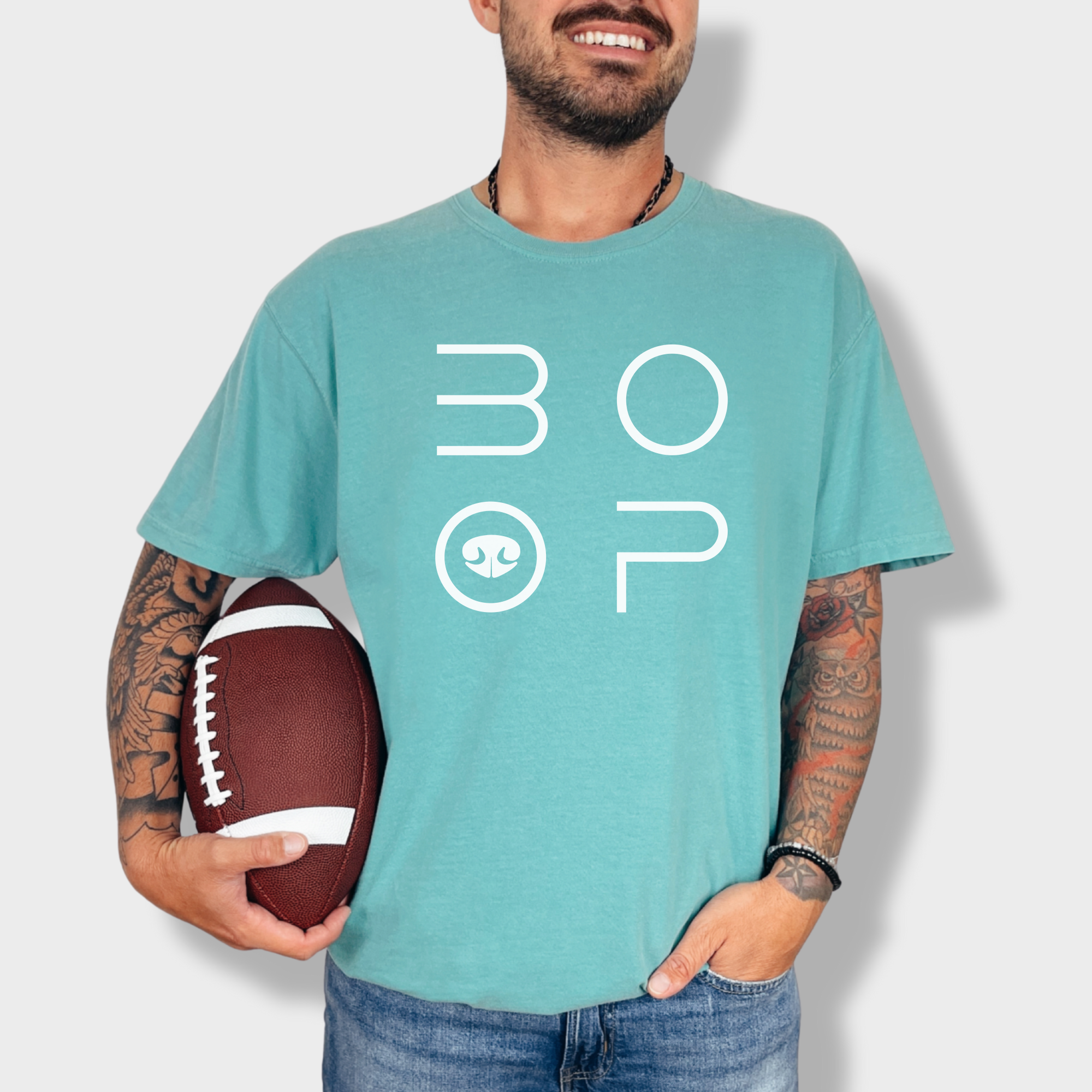 Minimalist BOOP Dog Nose Modern Text Design Dog Text Comfort Colors T-Shirt in Seafoam-Fetch N Found