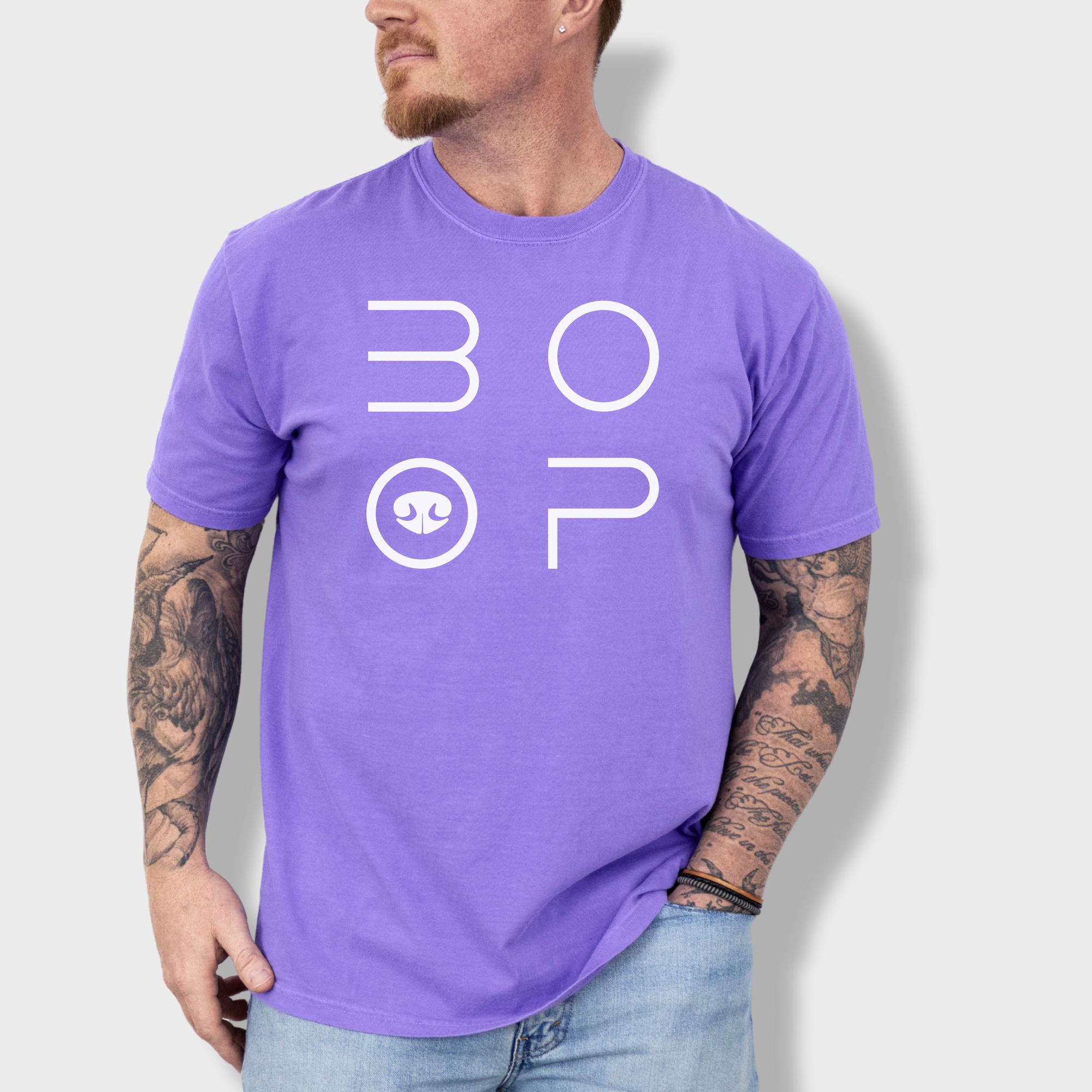 Minimalist BOOP Dog Nose Modern Text Design Dog Text Comfort Colors T-Shirt in Violet-Fetch N Found