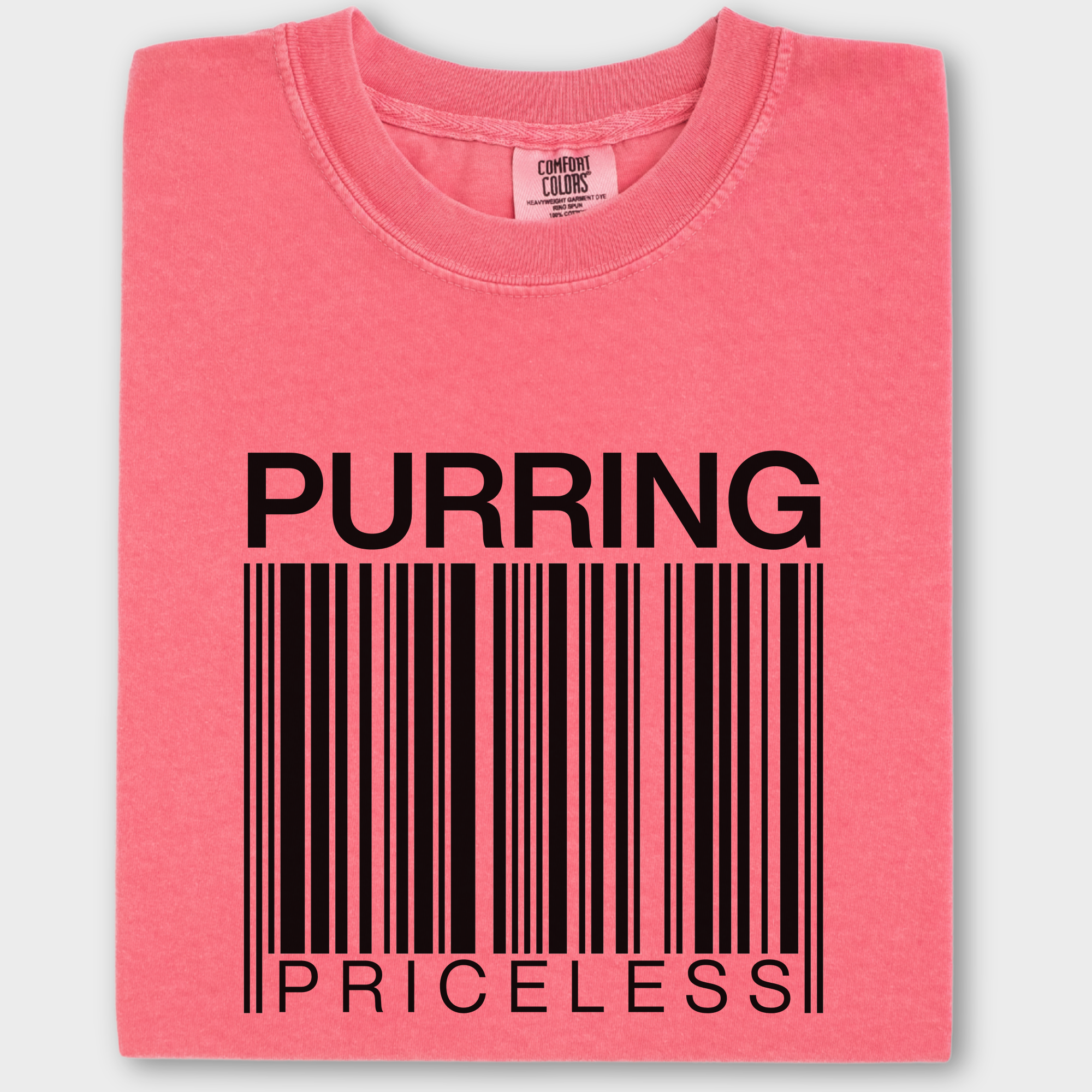 Modern Purring is Priceless Barcode Cat Graphic Comfort Colors T-Shirt in Watermelon-Fetch N Found