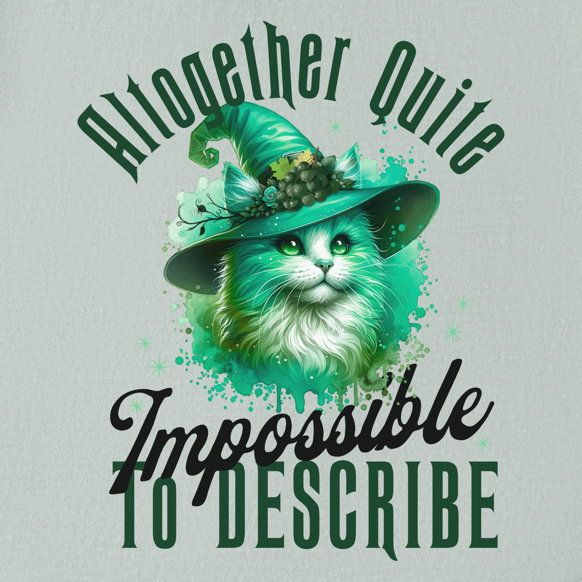 Retro Cute Cat Green Wicked Impossible to Describe Graphic T-Shirt in Bay