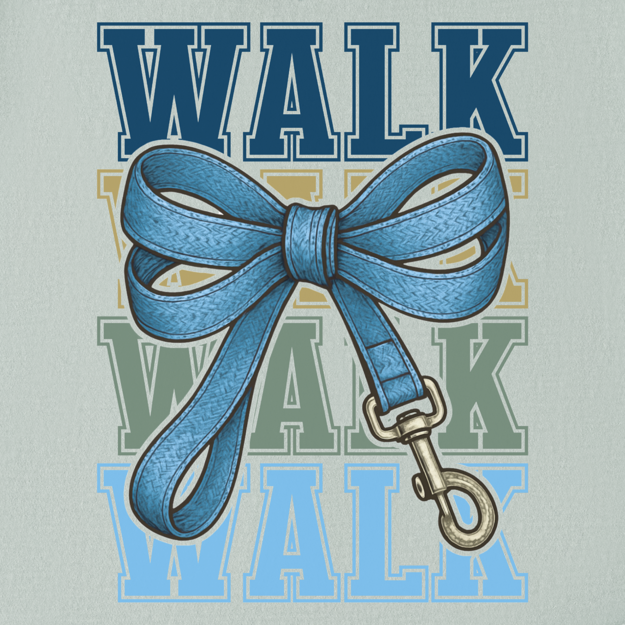 Retro WALK Dog Leash Bow Dog Bow Comfort Colors T-Shirt in Bay
