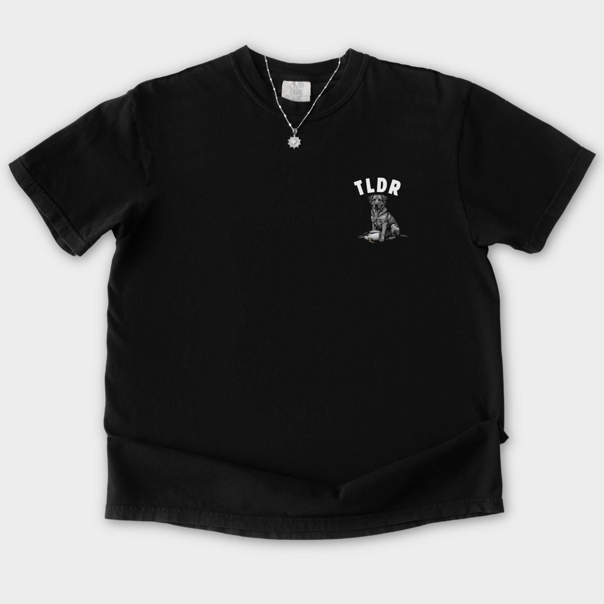 Line Art Too Long Didnt Read TLDR Dog Plus Duck Dog Graphic Comfort Colors T-Shirt in Black-T-Shirt-Black-S-Fetch N Found