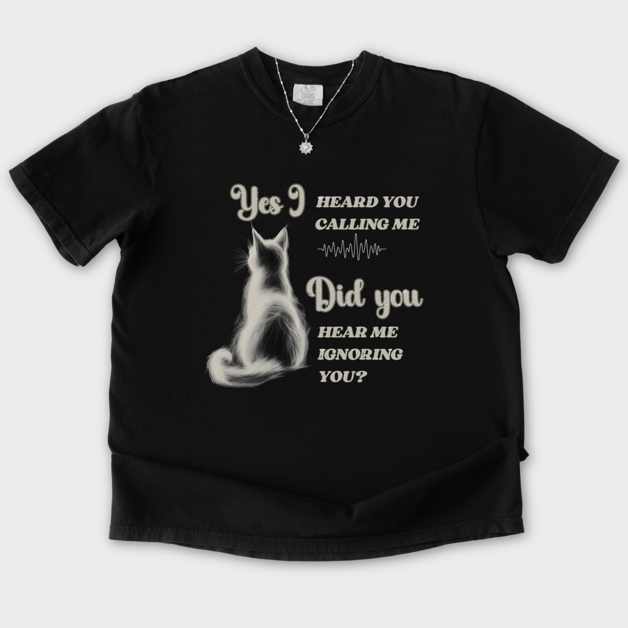 Vintage Yes I Heard You Cat Graphic Comfort Colors T-Shirt in Black