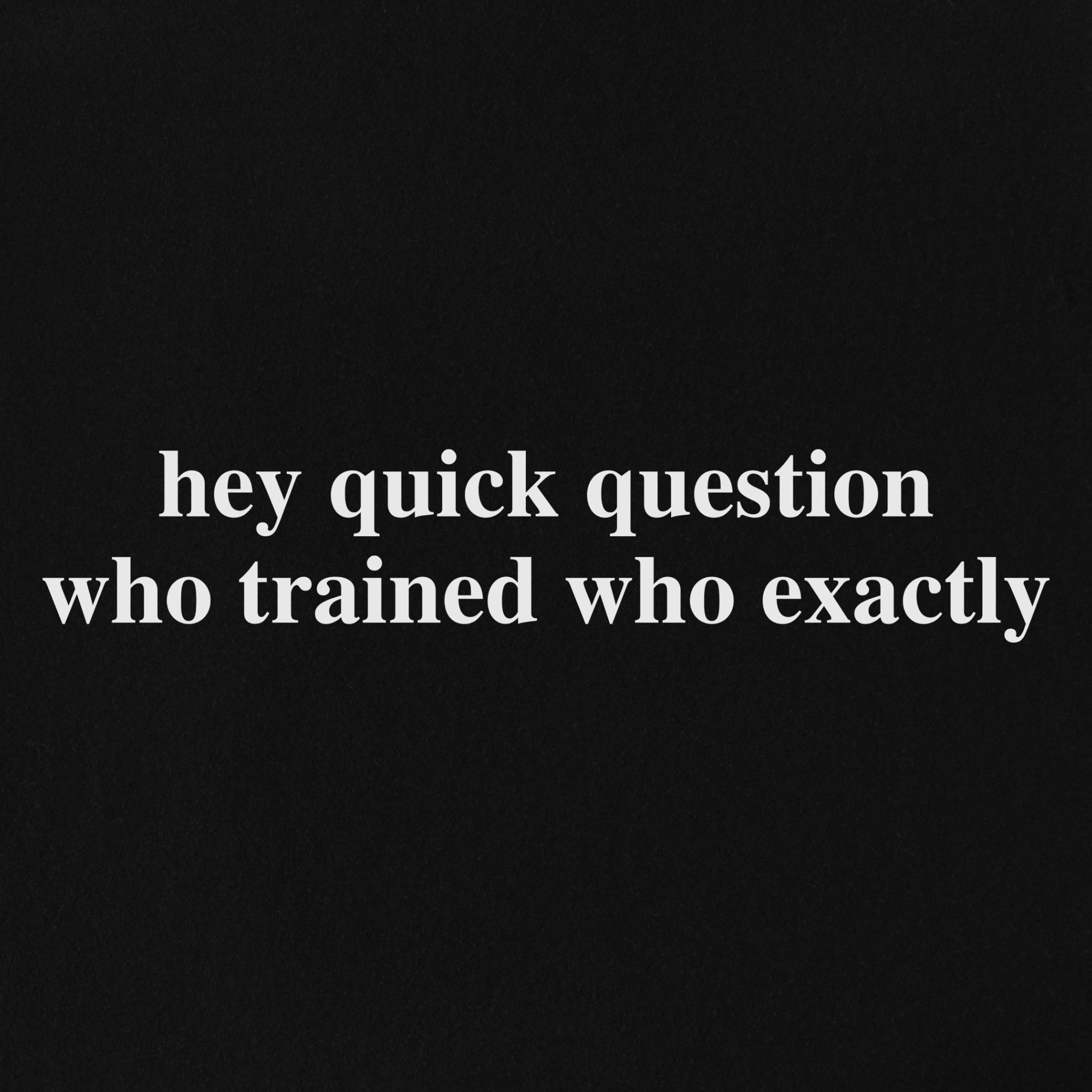Modern Hey quick question TRAINING Pet Text Comfort Colors T-Shirt in Black