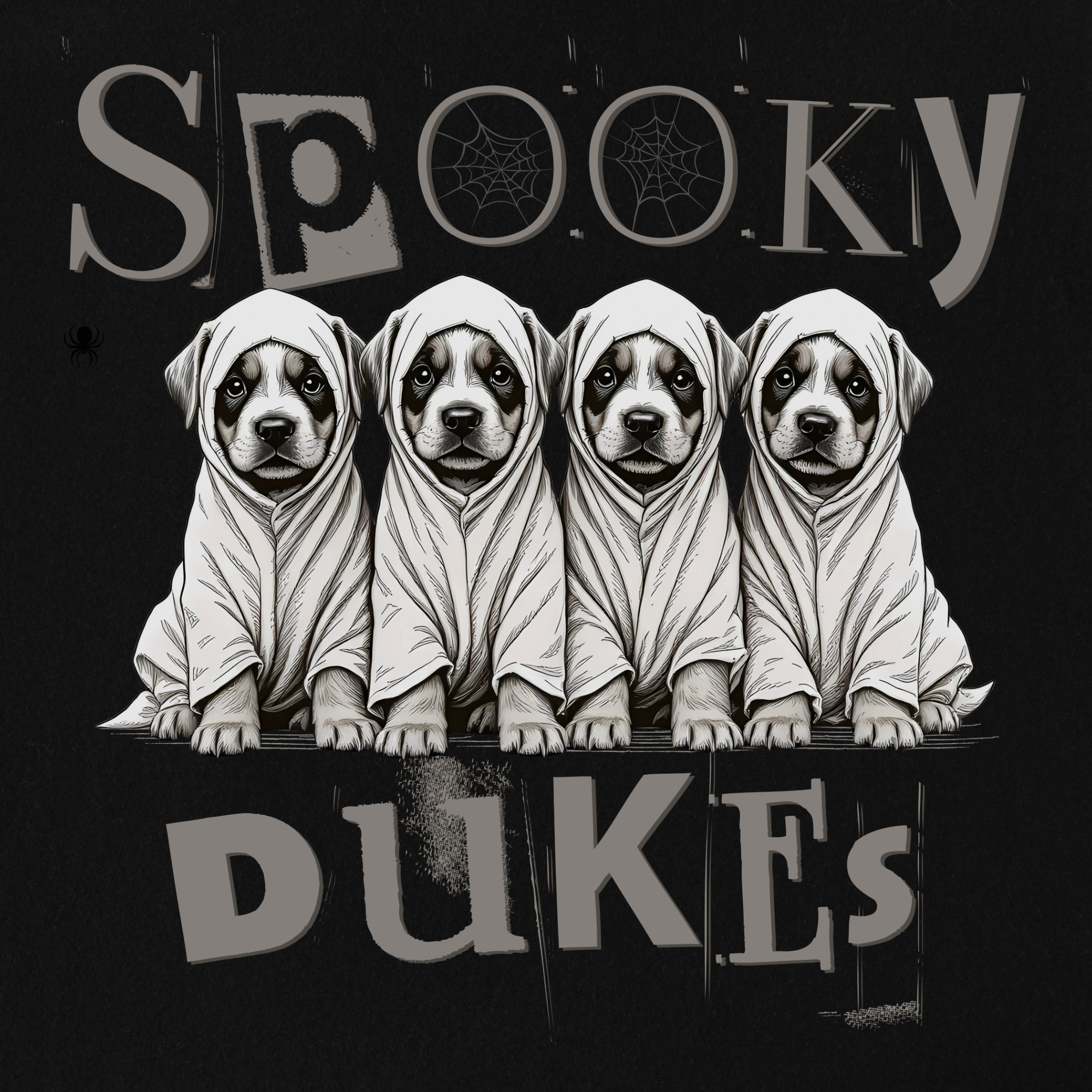 Vintage Spooky Dukes Trick-or-Treaters Dog Graphic Comfort Colors T-Shirt in Black-T-Shirt-Fetch N Found