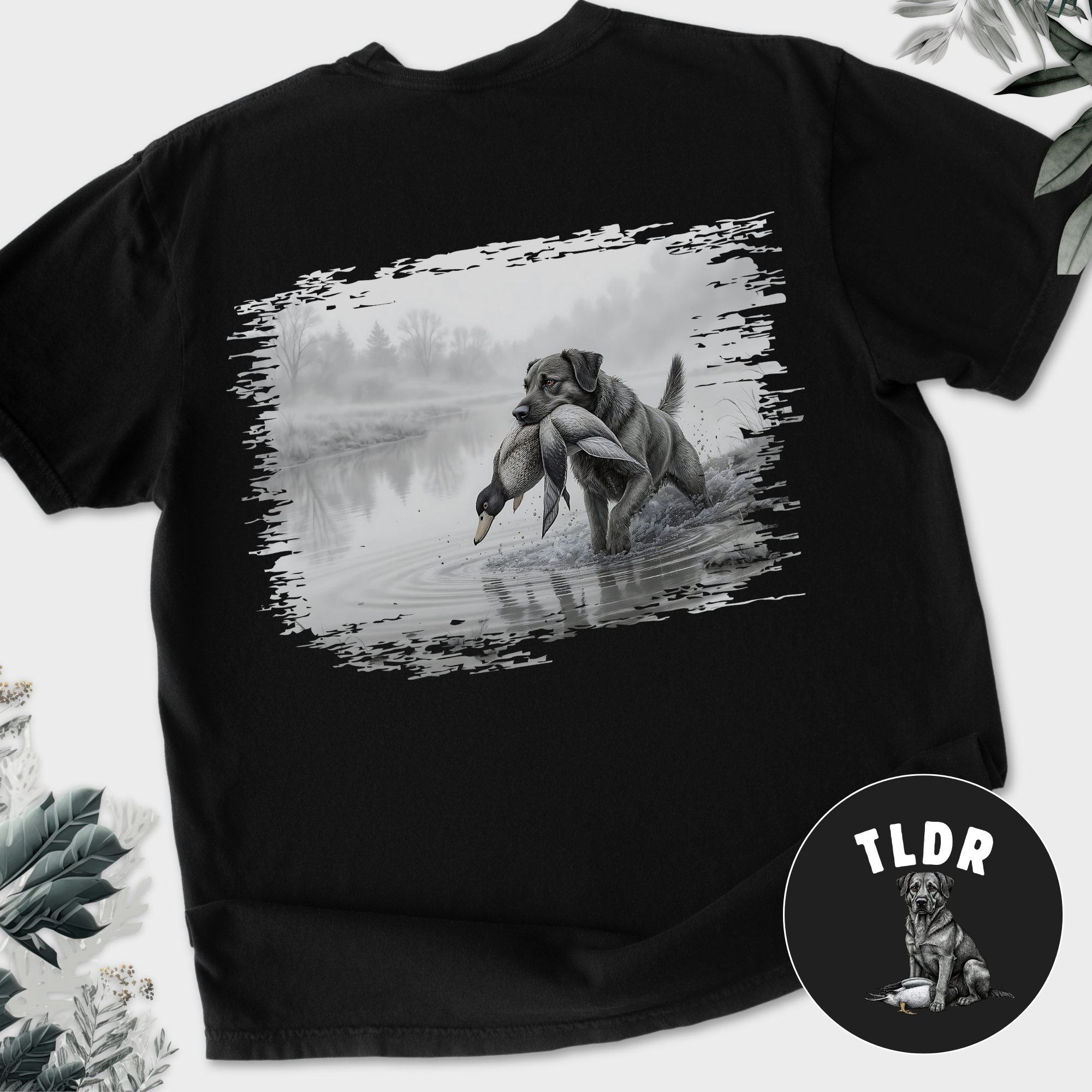 Line Art Too Long Didnt Read TLDR Dog Plus Duck Dog Graphic Comfort Colors T-Shirt in Black-T-Shirt-Black-Fetch N Found