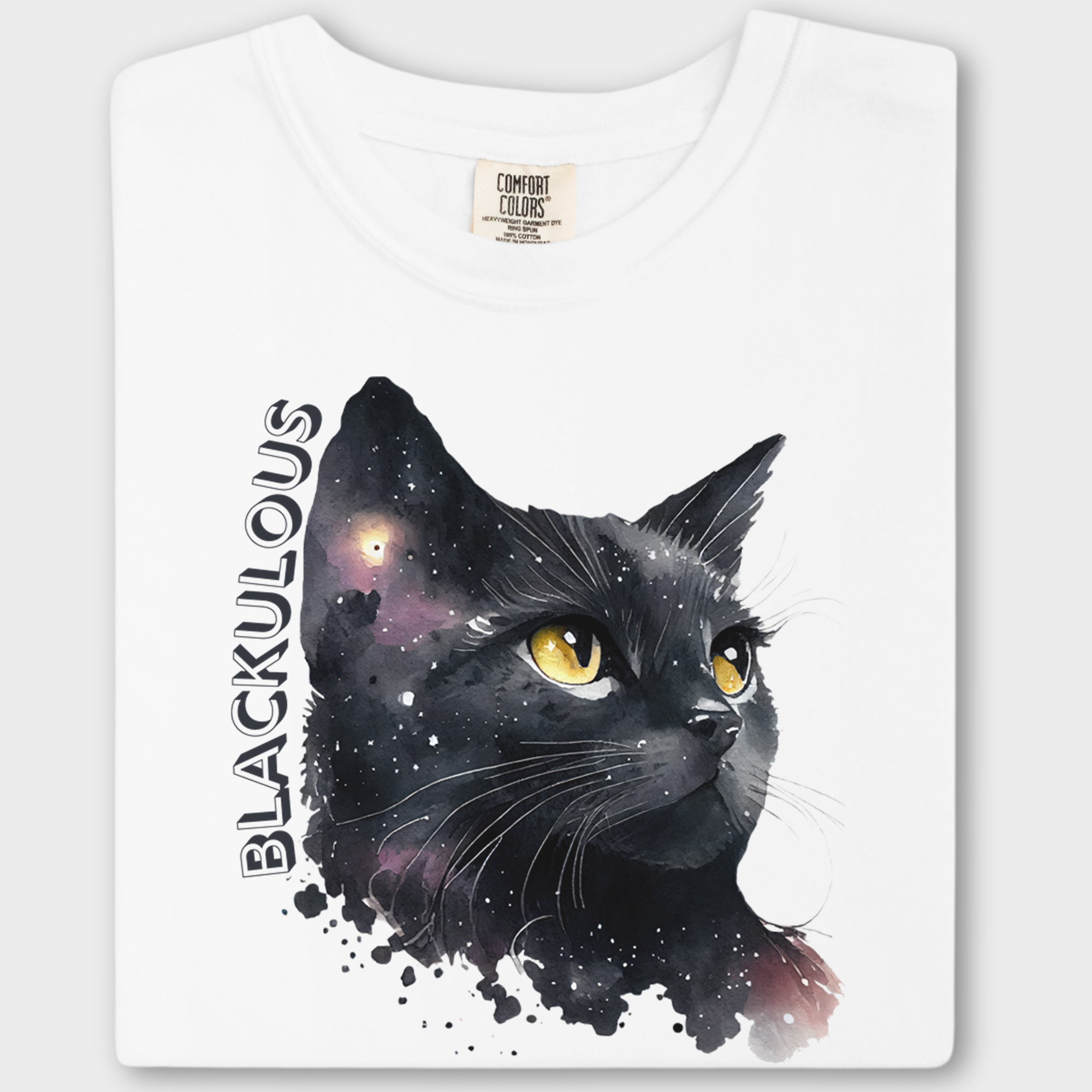 Retro Funny Black Cat Graphic Affectionately Named Blackulous T-Shirt in White-Fetch N Found
