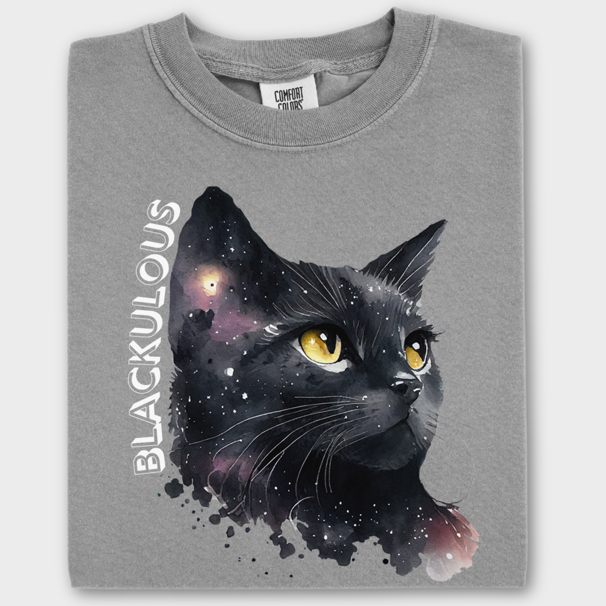 Retro Funny Black Cat Graphic Affectionately Named Blackulous T-Shirt in Gray-Fetch N Found