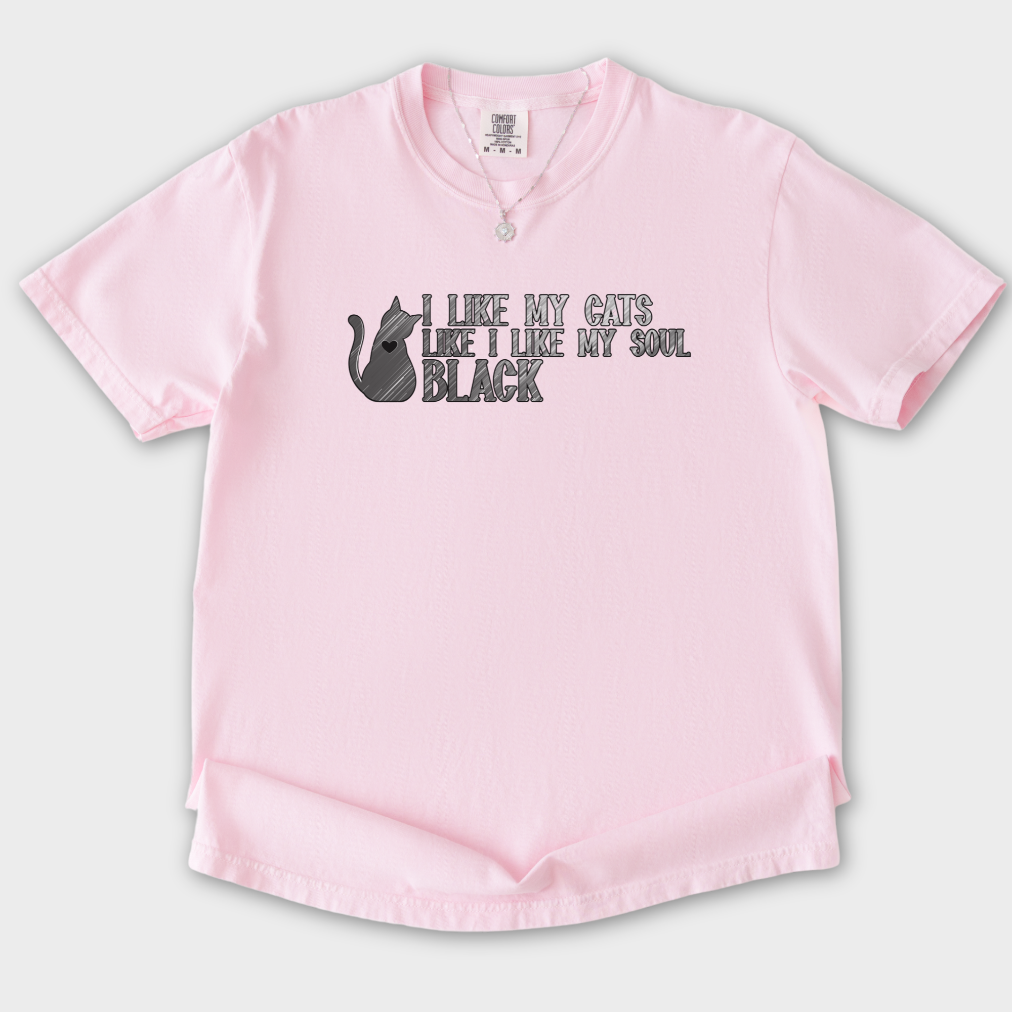 Retro I like my pets like I like my soul Cat Text Comfort Colors T-Shirt in Blossom