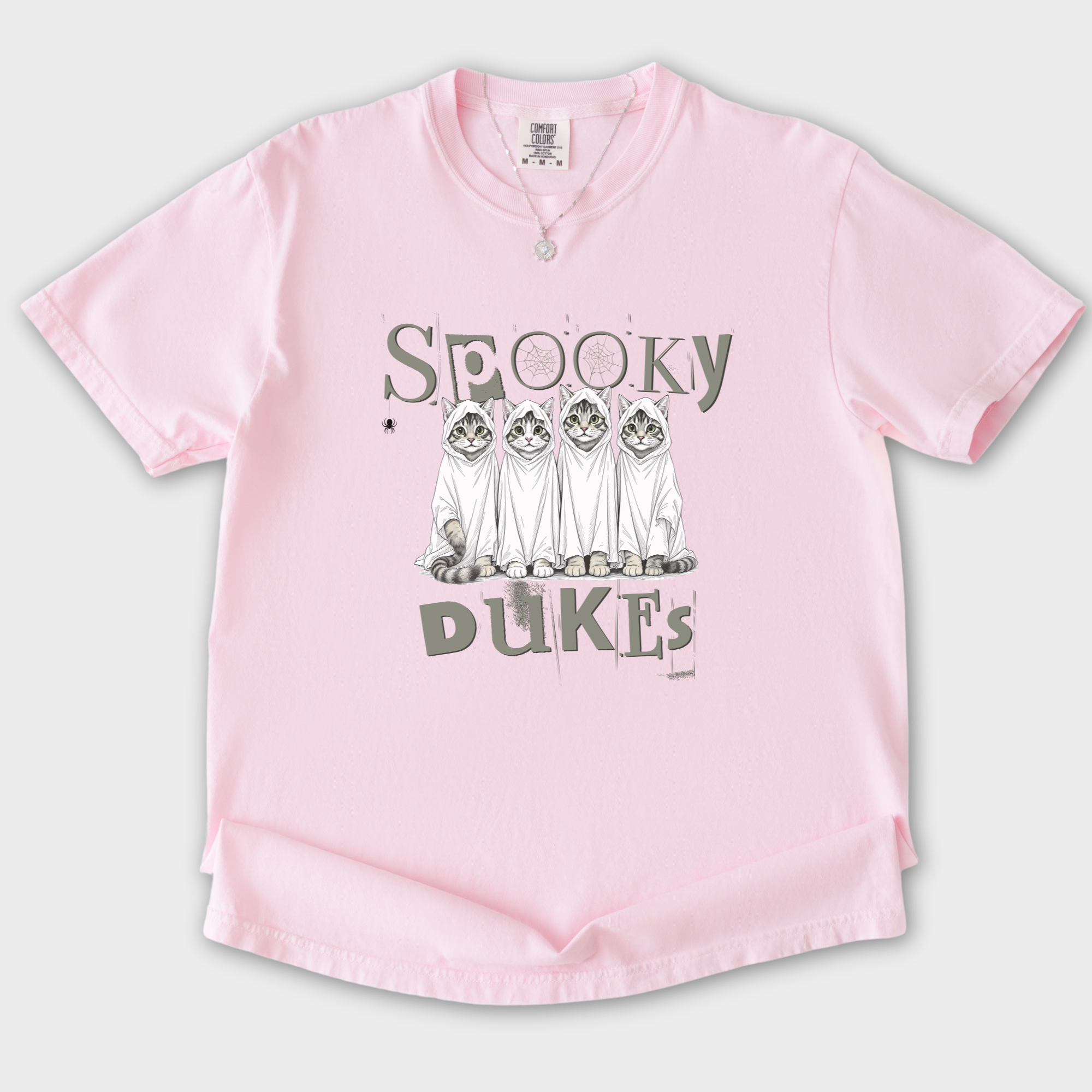 Vintage Spooky Dukes Trick-or-Treaters Cat Graphic Comfort Colors T-Shirt in Blossom-T-Shirt-Blossom-S-Fetch N Found