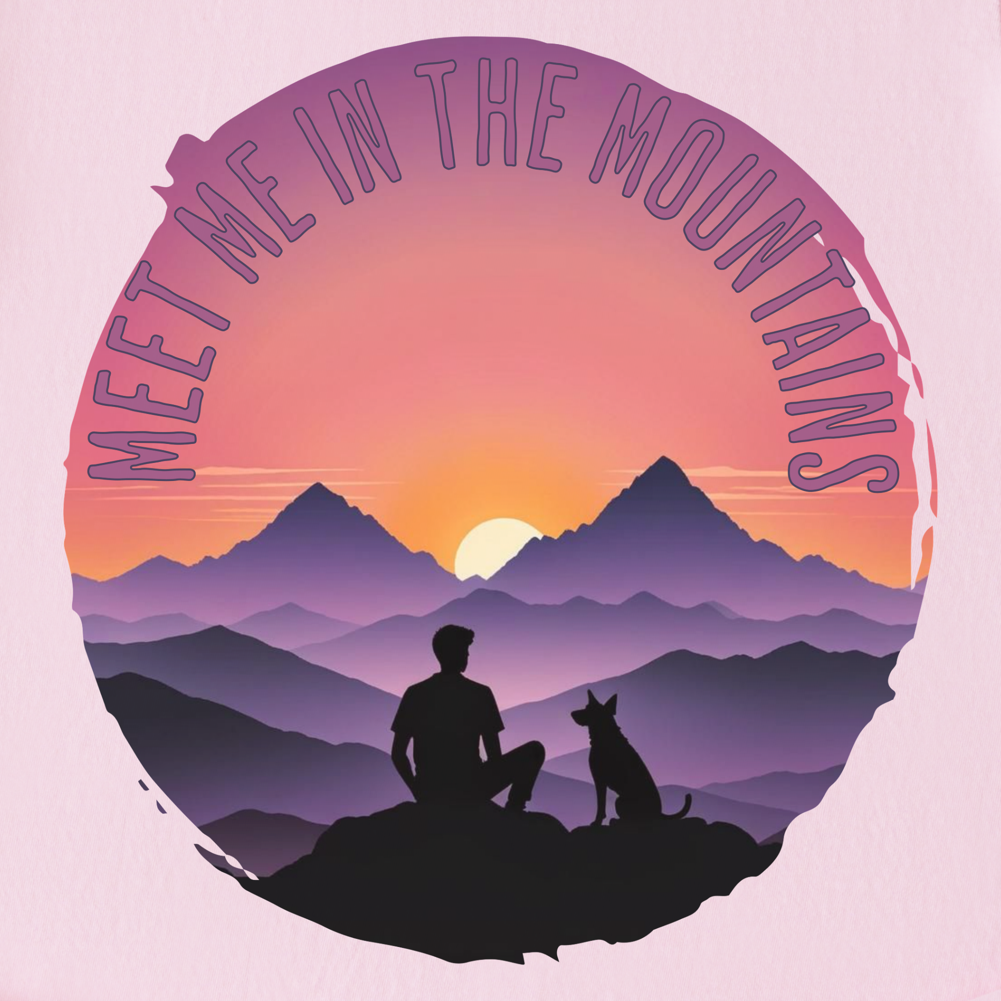 Retro Meet Me In The Mountains Dog Graphic Comfort Colors T-Shirt in Blossom