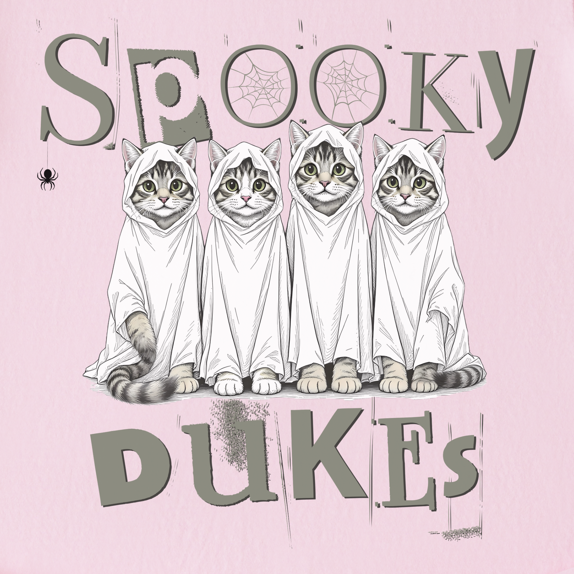 Vintage Spooky Dukes Trick-or-Treaters Cat Graphic Comfort Colors T-Shirt in Blossom-T-Shirt-Fetch N Found
