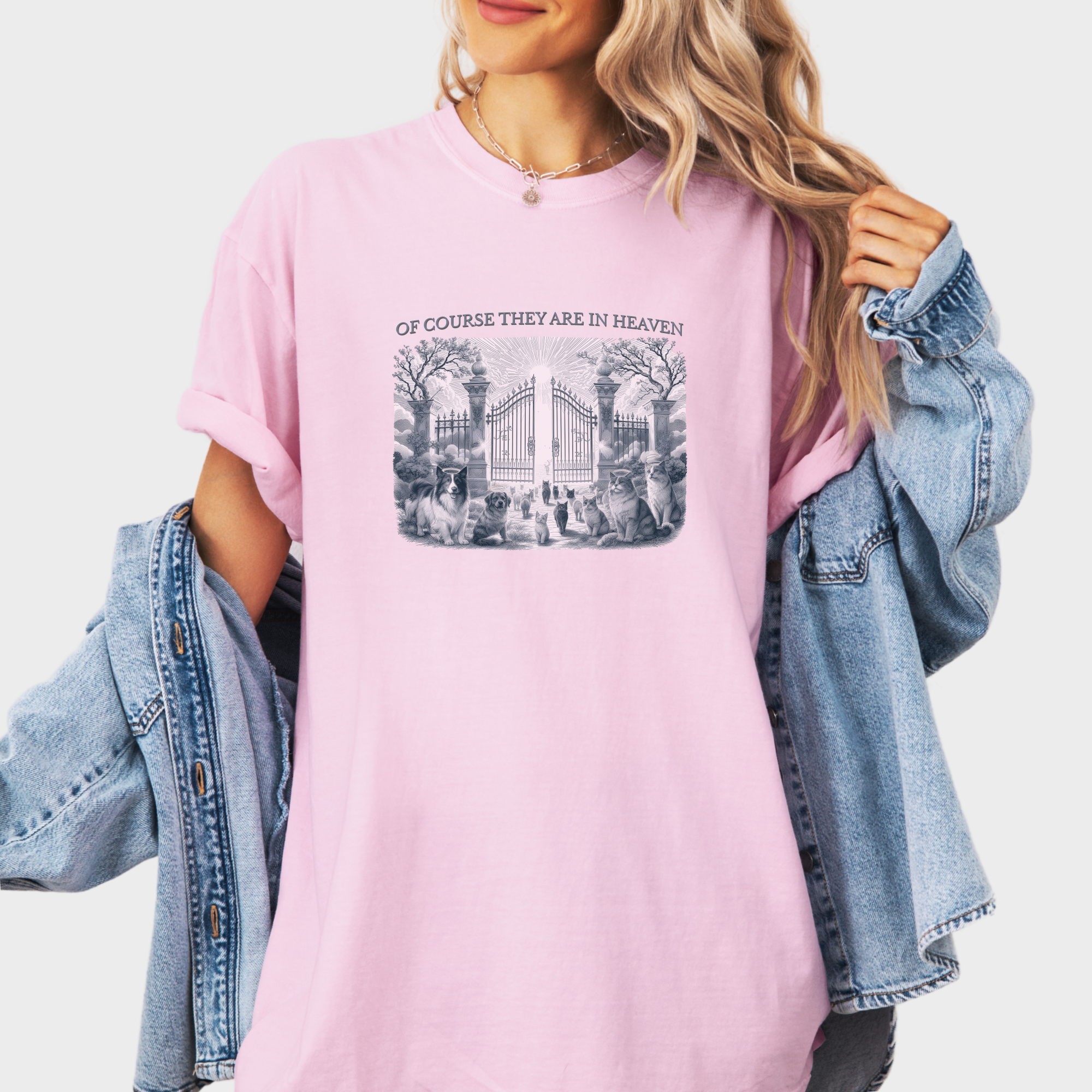 Unisex Of Course They Are In Heaven Comfort Colors T-Shirt in Blossom