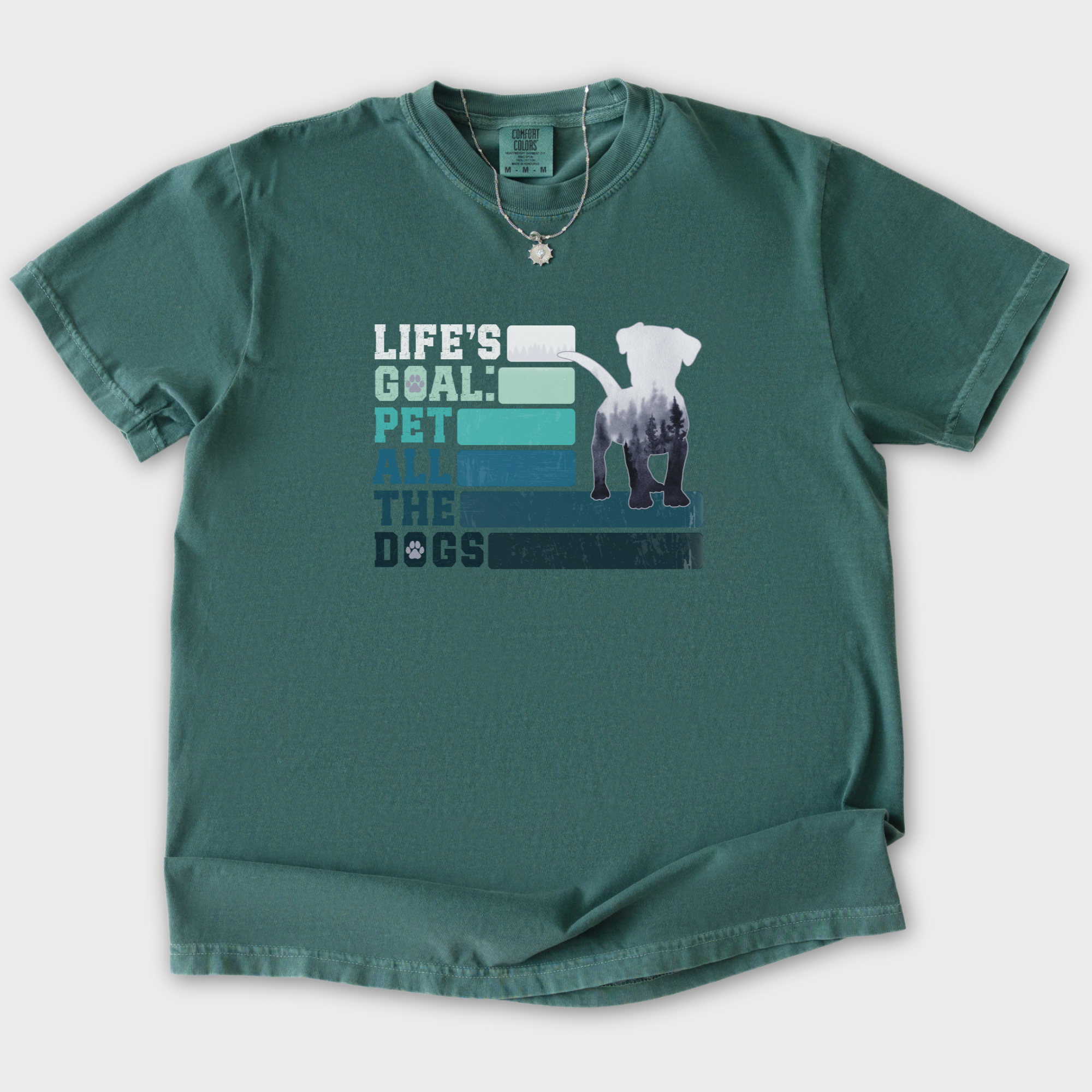 Vintage Pet All the Dogs Dog Graphic Comfort Colors T-Shirt in Blue Spruce