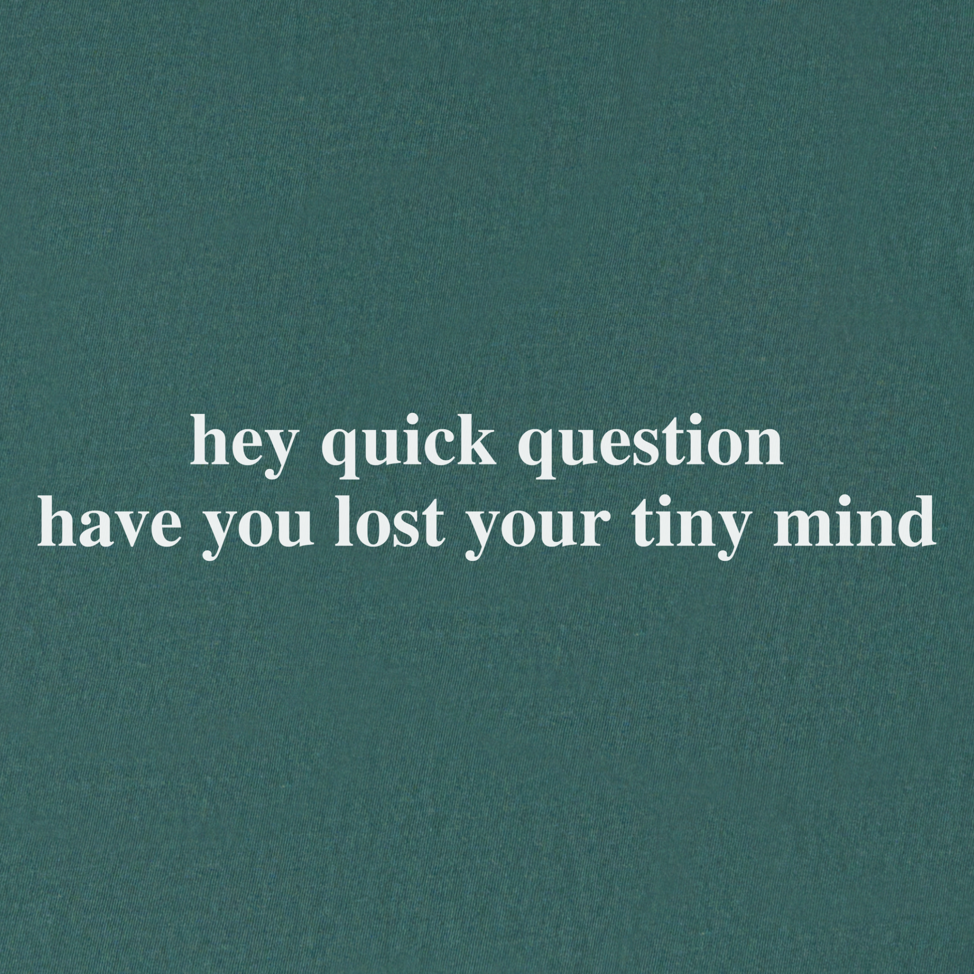 Modern Hey quick question TINY MIND Pet Text Comfort Colors T-Shirt in Blue Spruce