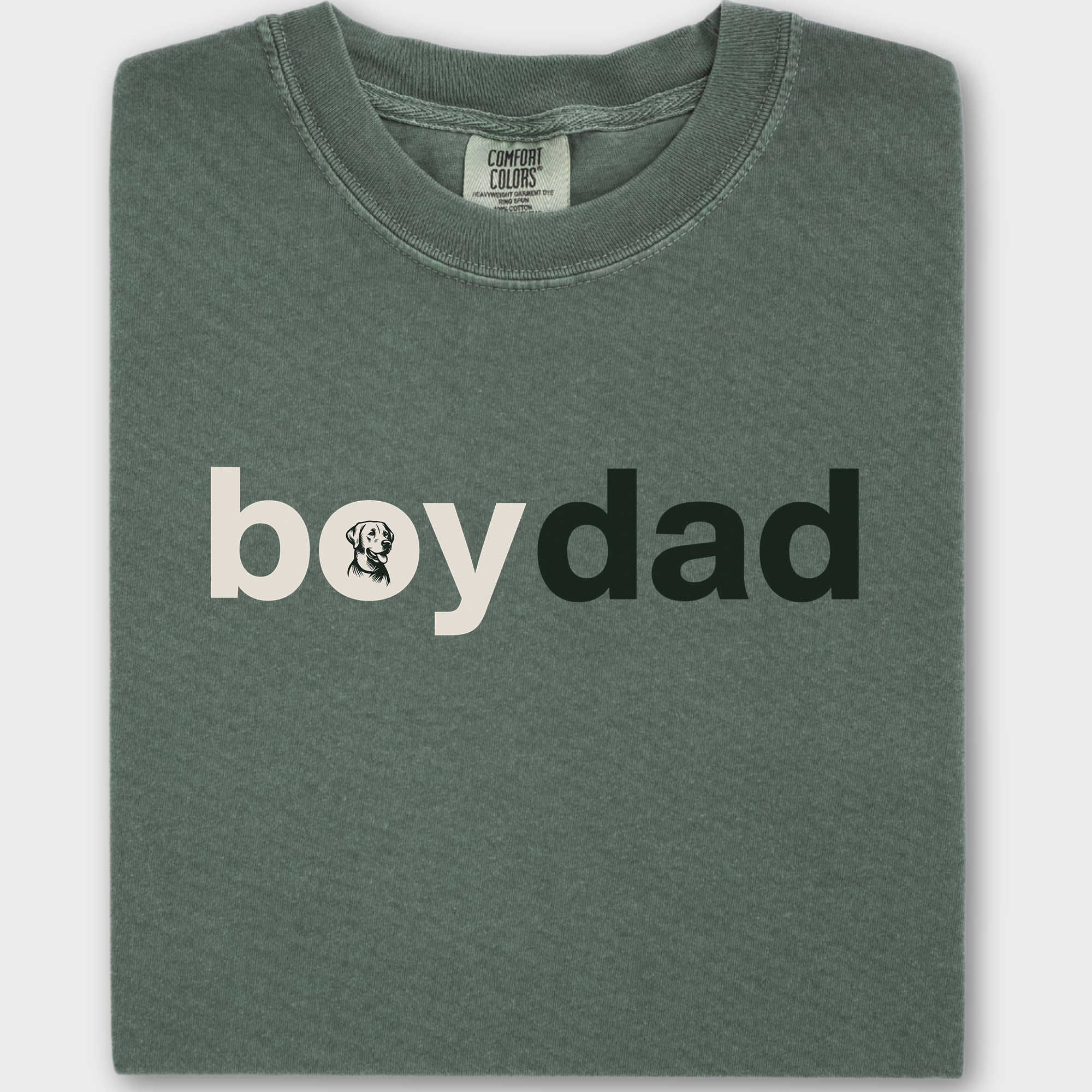 Artistic Boy Dog Dad Dog Text Comfort Colors T-Shirt in Moss-Fetch N Found