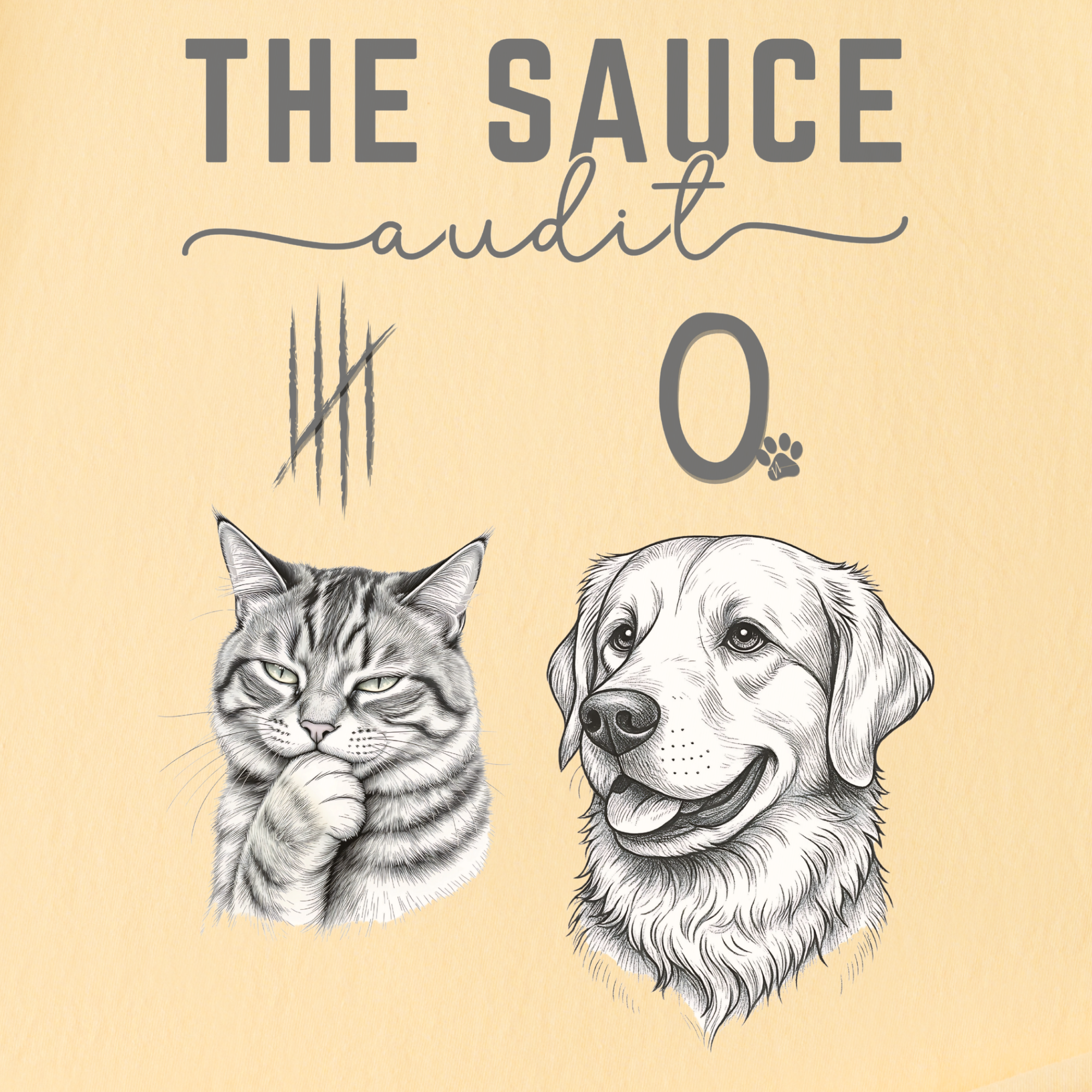 Line Art Who Gives the Sauce Cat v Dog Sauce Audit dog Graphic Comfort Colors T-Shirt in Butter-T-Shirt-Fetch N Found