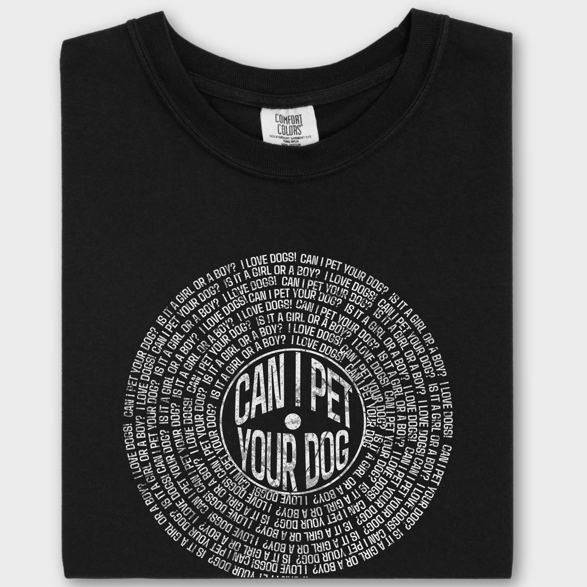 Vintage Can I Pet Your Dog Analog Record Song Dog Graphic Comfort Colors T-Shirt in Black-T-Shirt-Black-Fetch N Found