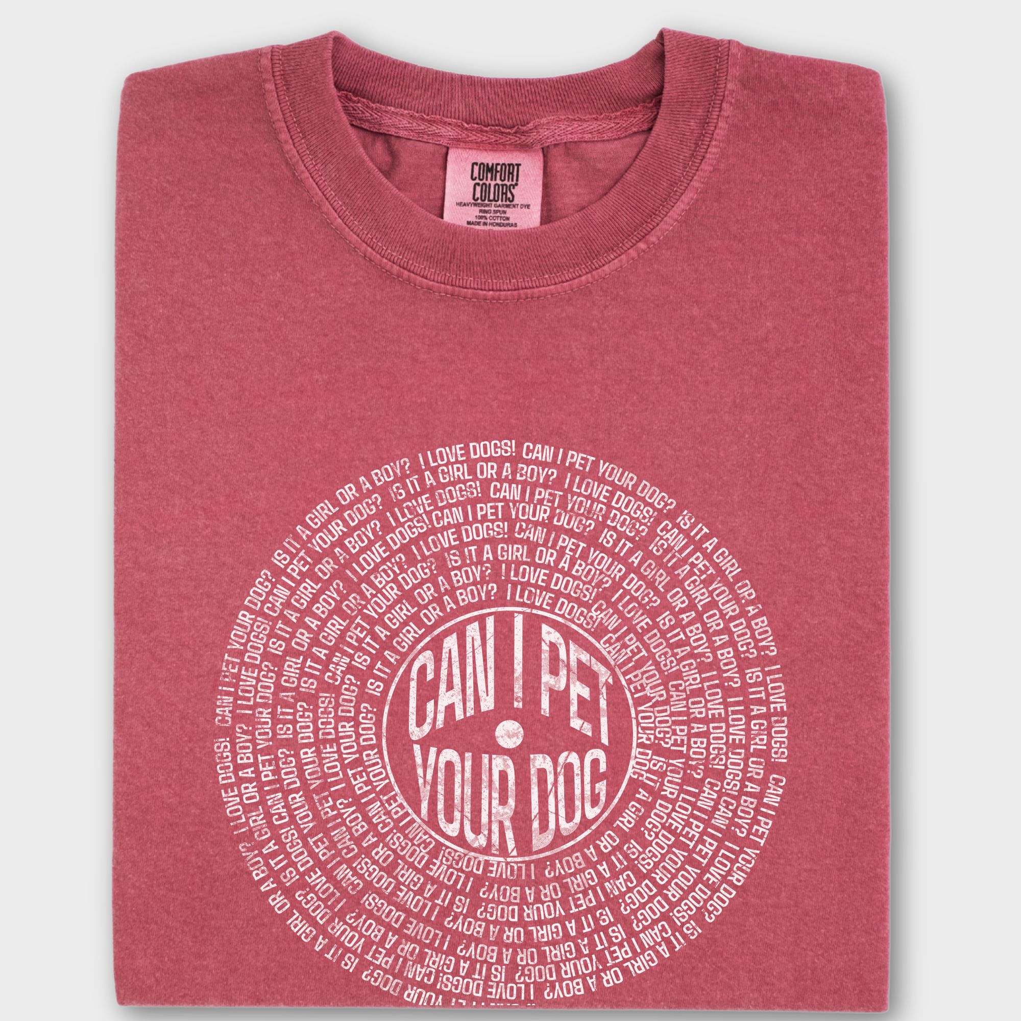 Vintage Can I Pet Your Dog Analog Record Song Dog Graphic Comfort Colors T-Shirt in Crimson-T-Shirt-Crimson-Fetch N Found