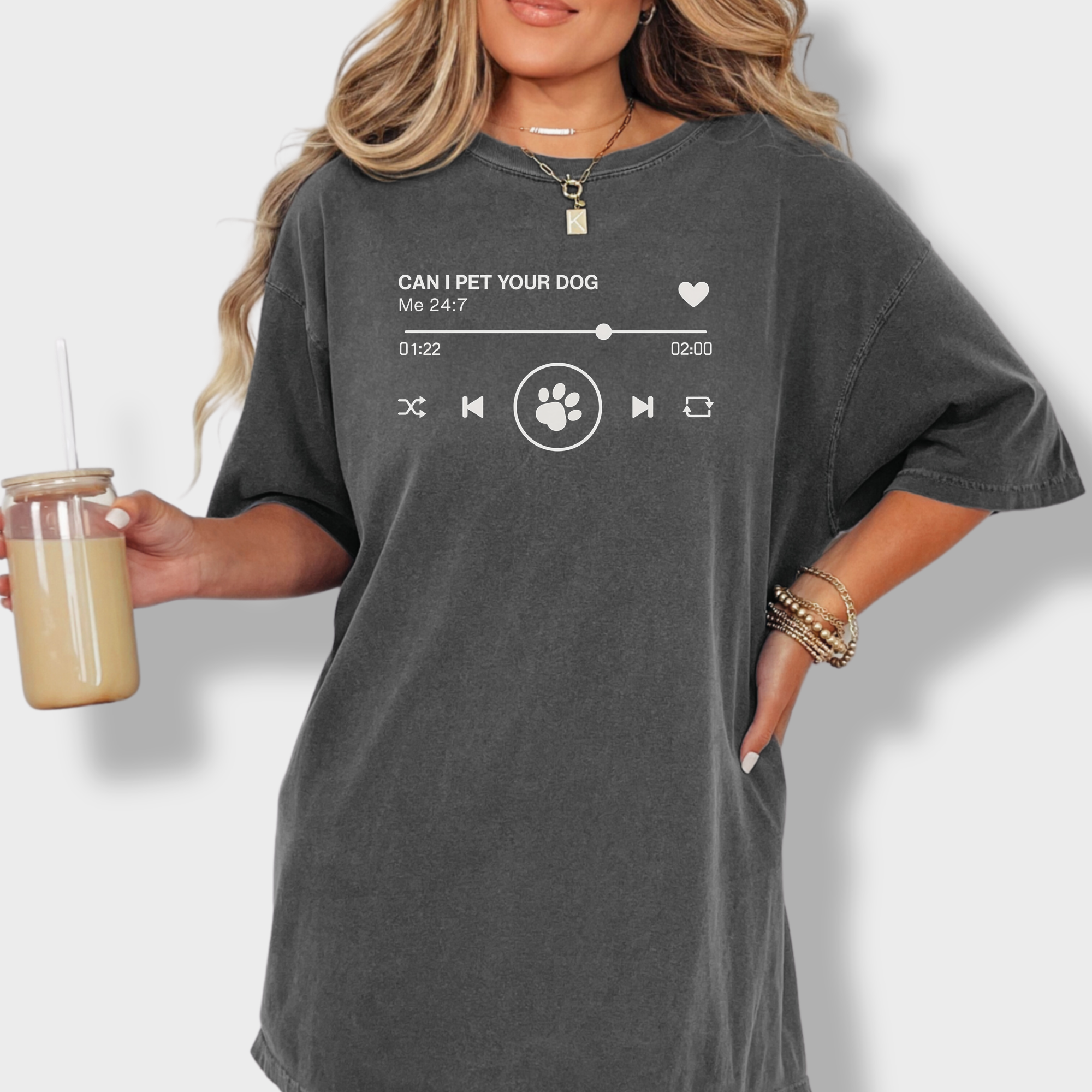 Minimalist Can I Pet Your Dog Digital Player Dog Graphic Comfort Colors T-Shirt in Pepper-T-Shirt-Pepper-Fetch N Found