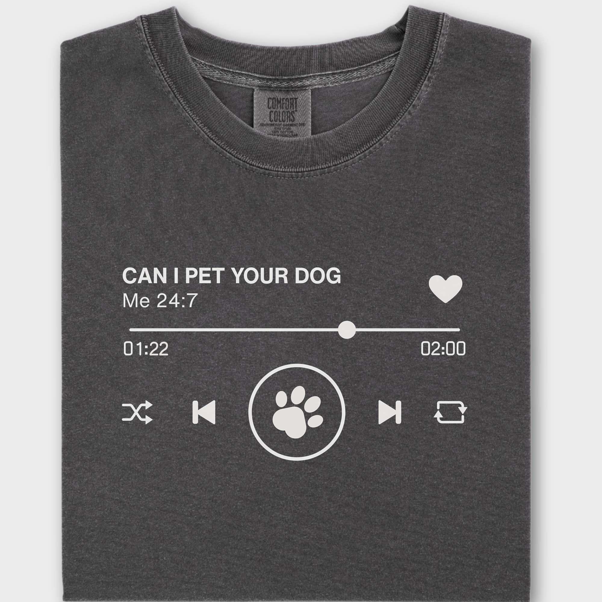 Minimalist Can I Pet Your Dog Digital Player Dog Graphic Comfort Colors T-Shirt in Pepper-T-Shirt-Pepper-Fetch N Found