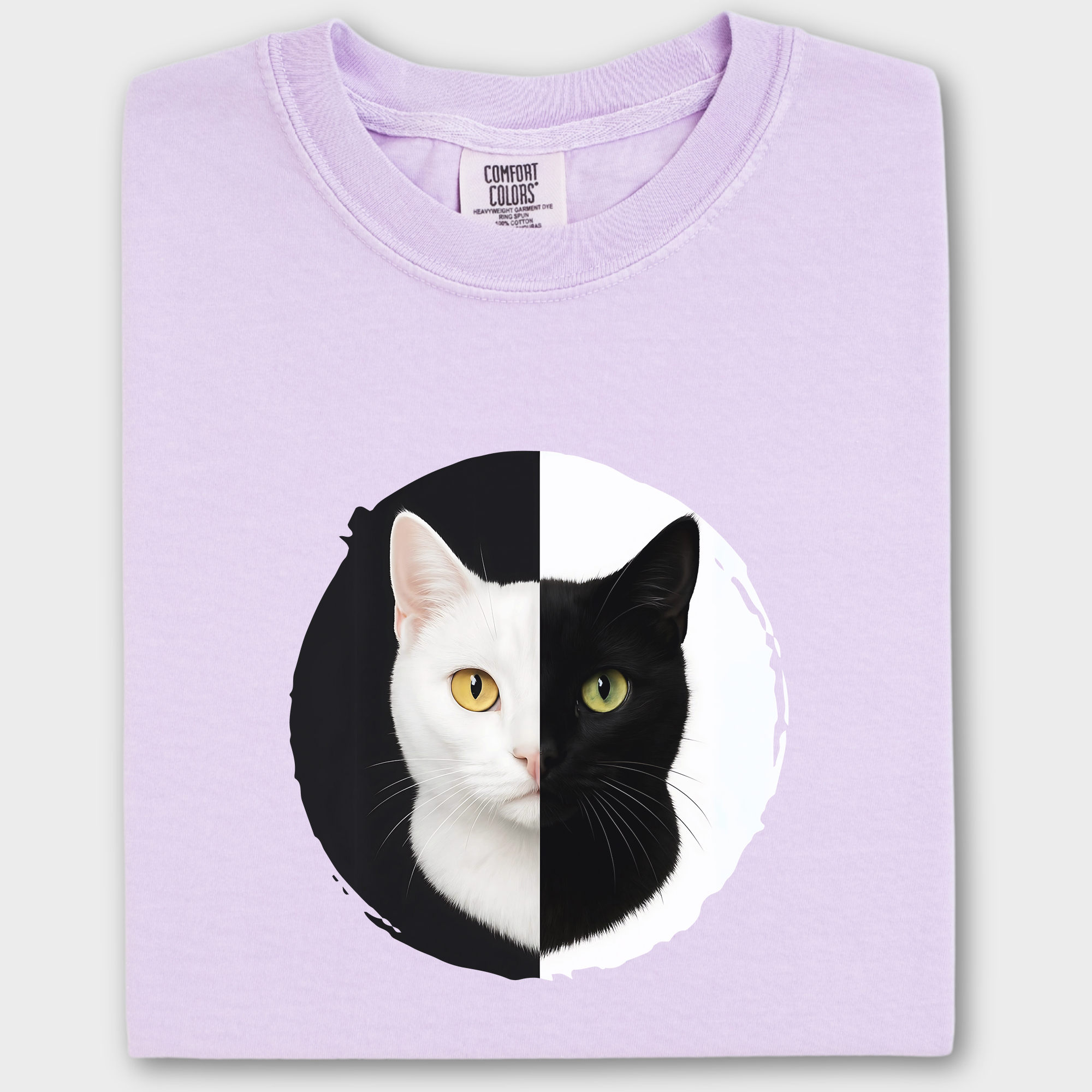 Retro Black and White Cat Head Cat Graphic Comfort Colors T-Shirt in Orchid-Fetch N Found