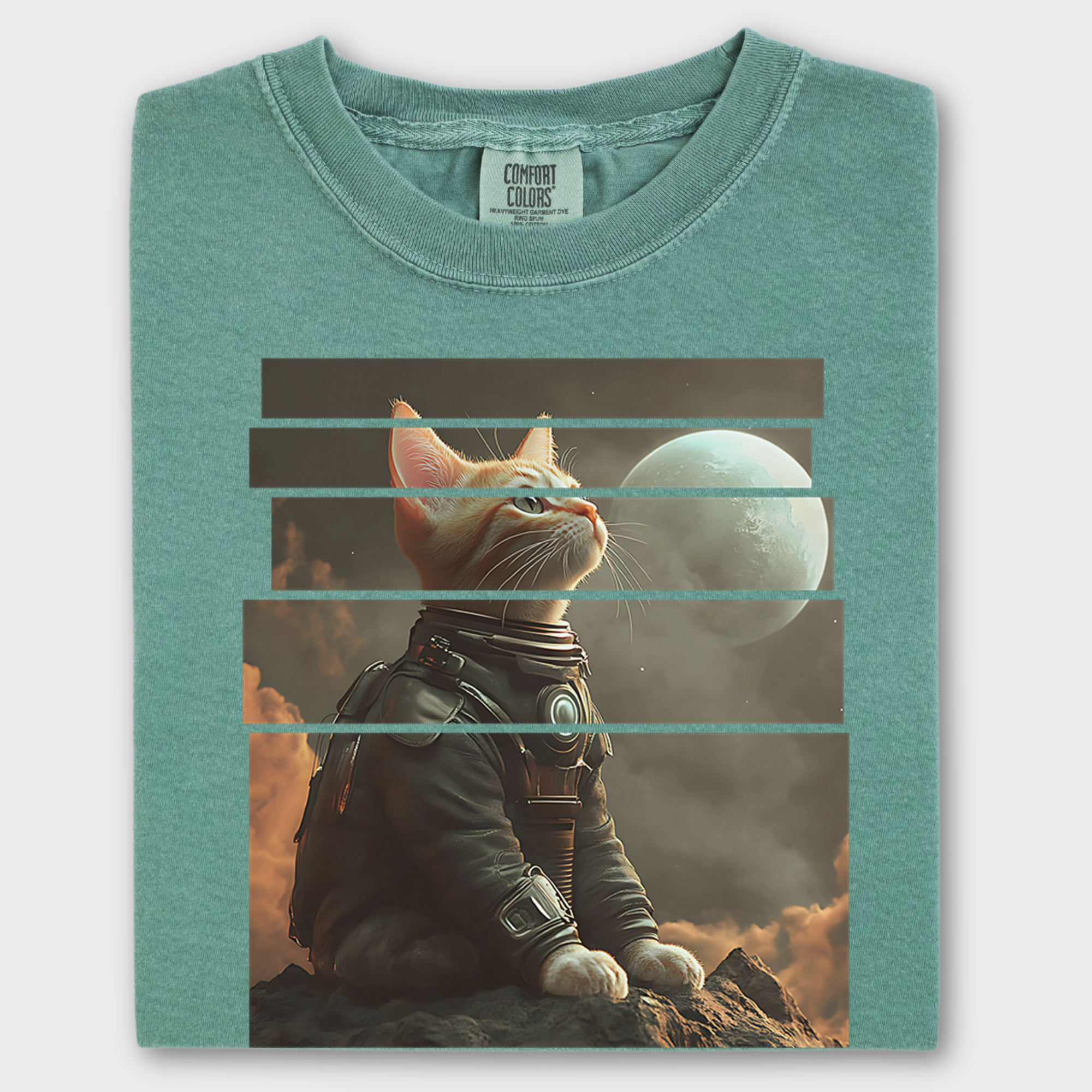 Vintage Cute Cat Graphic T-Shirt in Light Green-Fetch N Found
