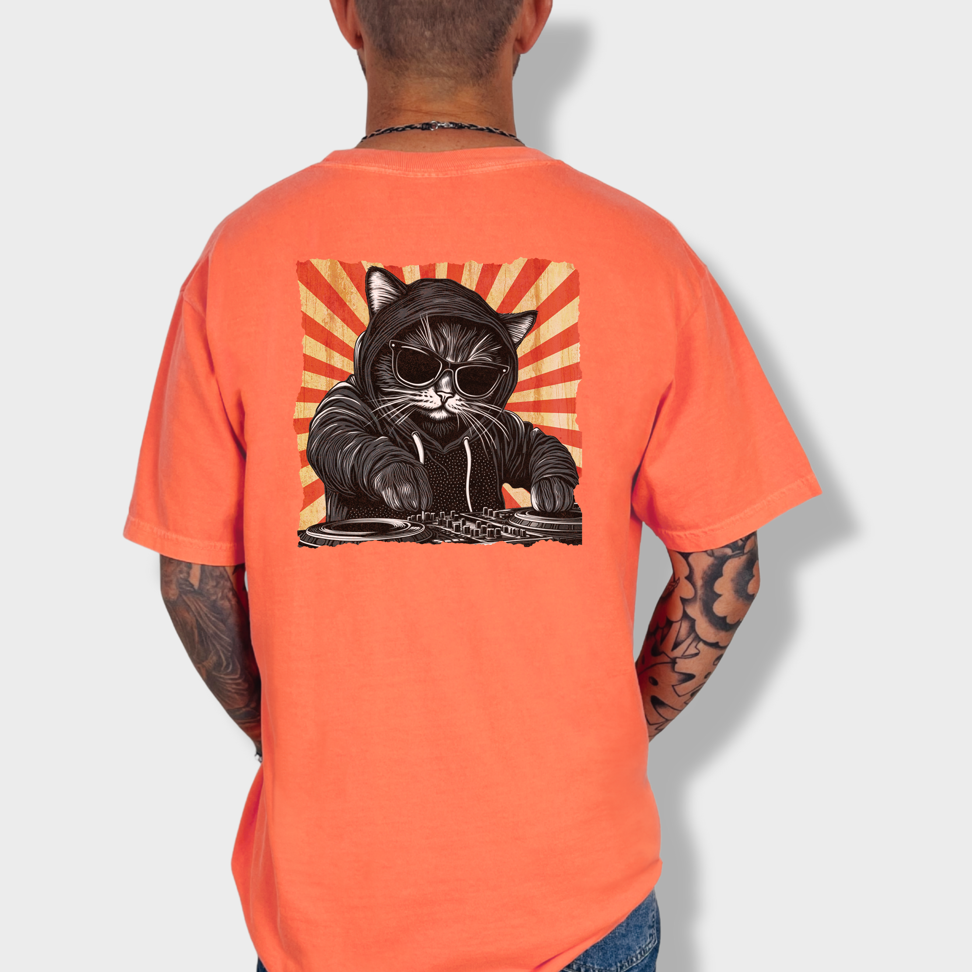 Retro DJ Khat Cat Graphic Comfort Colors Premium T-Shirt in Bright Salmon-Fetch N Found