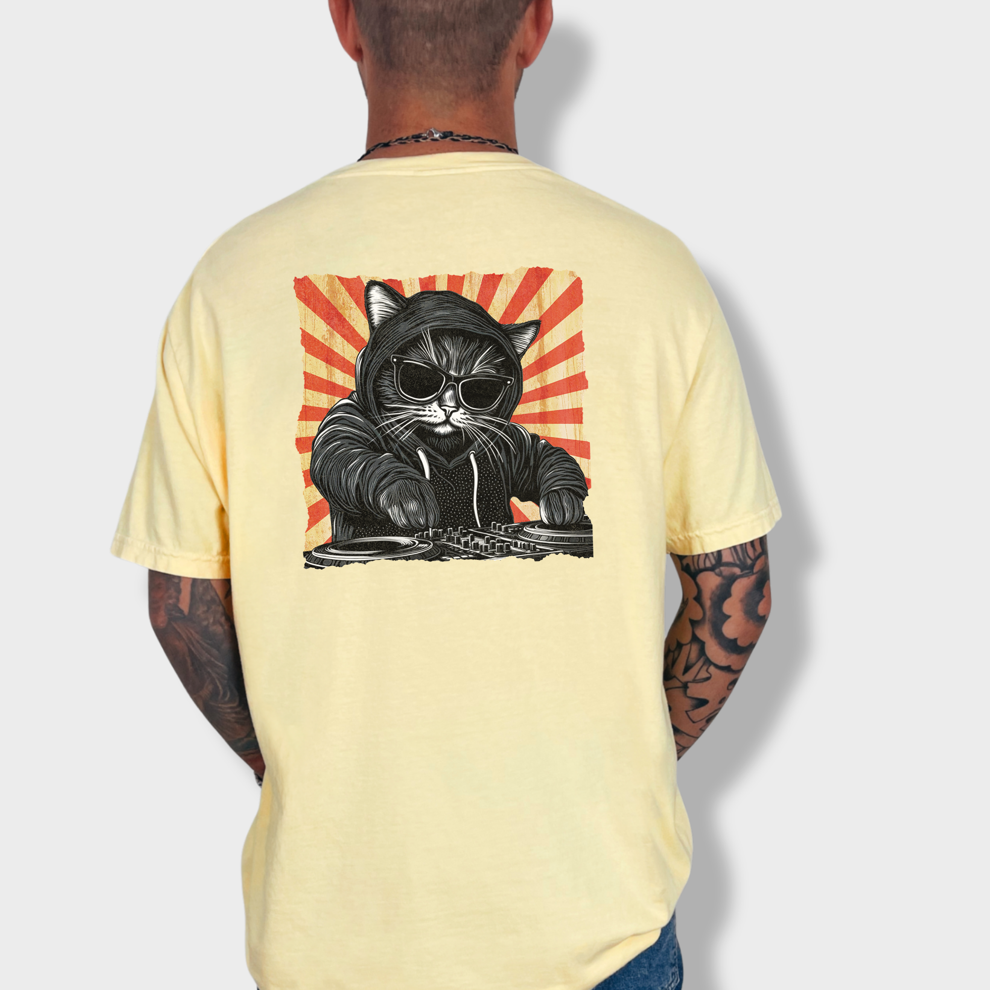 Retro DJ Khat Cat Graphic Comfort Colors Premium T-Shirt in Butter-Fetch N Found