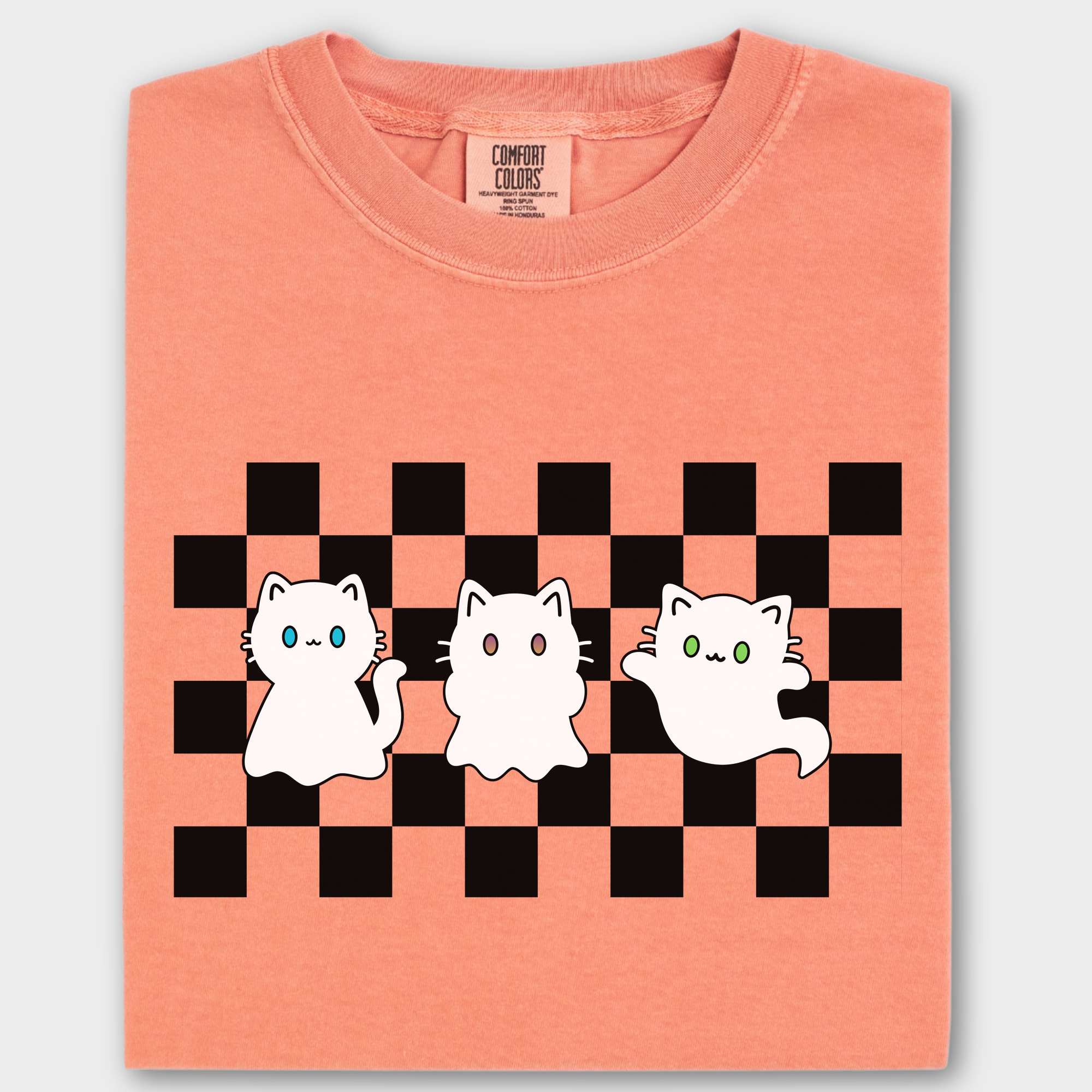 Minimalist Friendly Cat Ghosts Cat Graphic Comfort Colors T-Shirt in Terracotta-T-Shirt-Terracotta-Fetch N Found