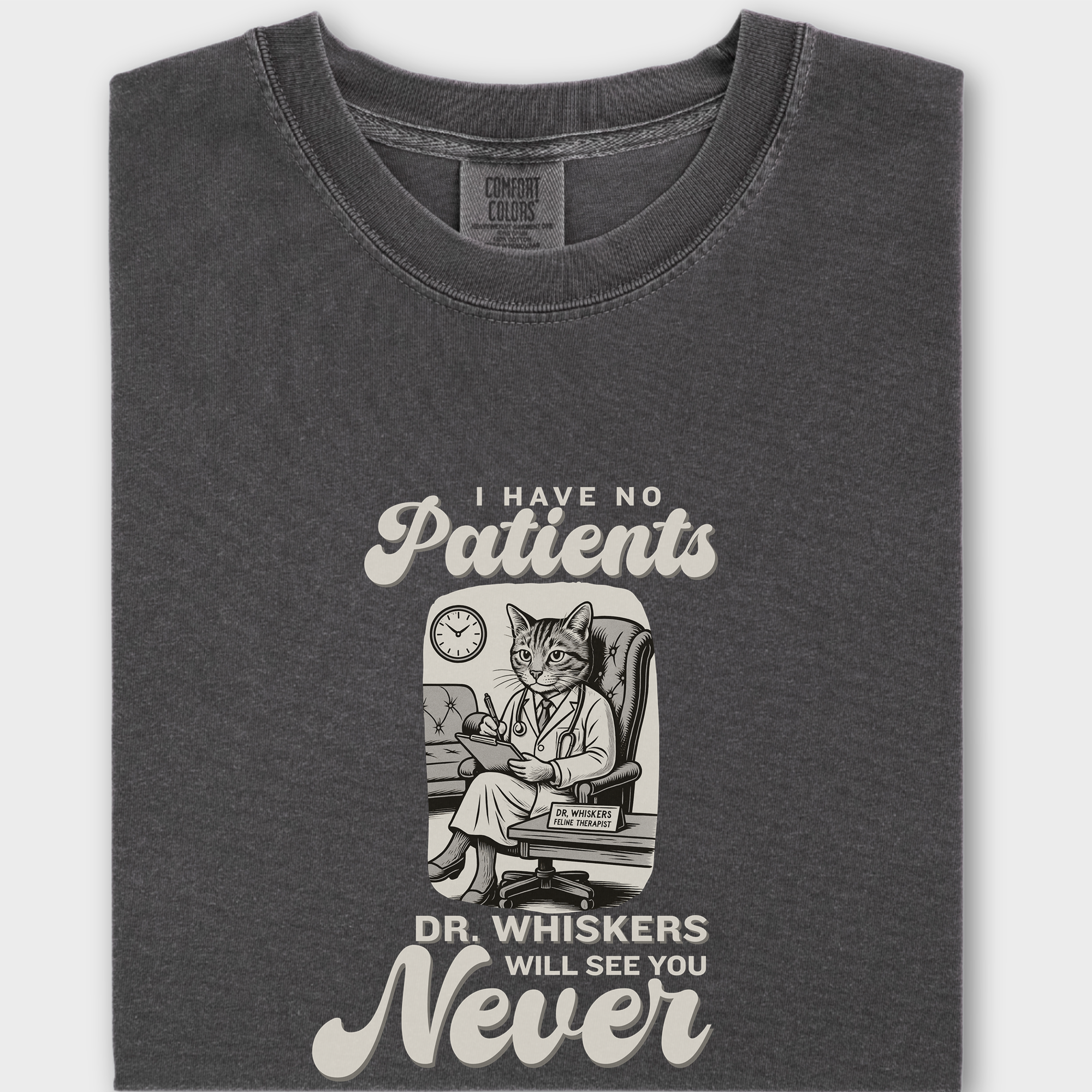 Retro I Have No Patients Cat Graphic Comfort Colors T-Shirt in Pepper-T-Shirt-Fetch N Found