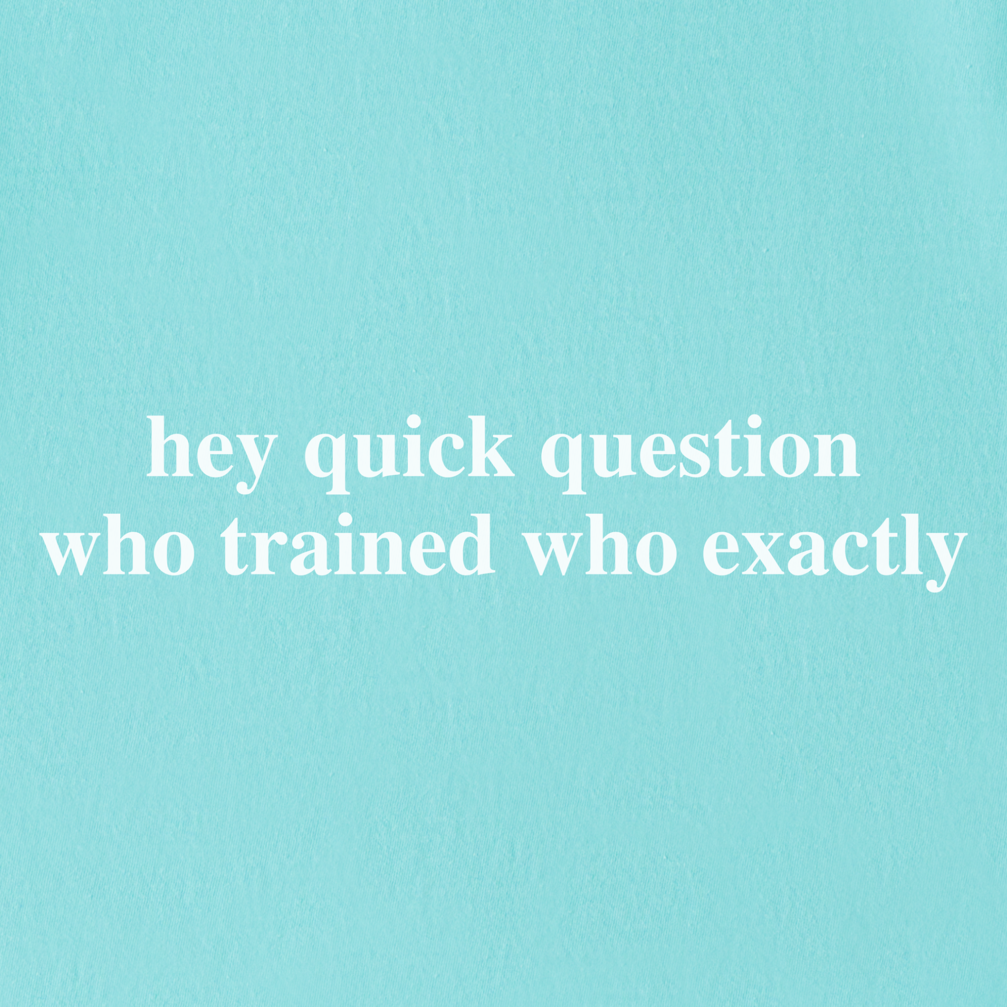 Modern Hey quick question TRAINING Pet Text Comfort Colors T-Shirt in Chalky Mint