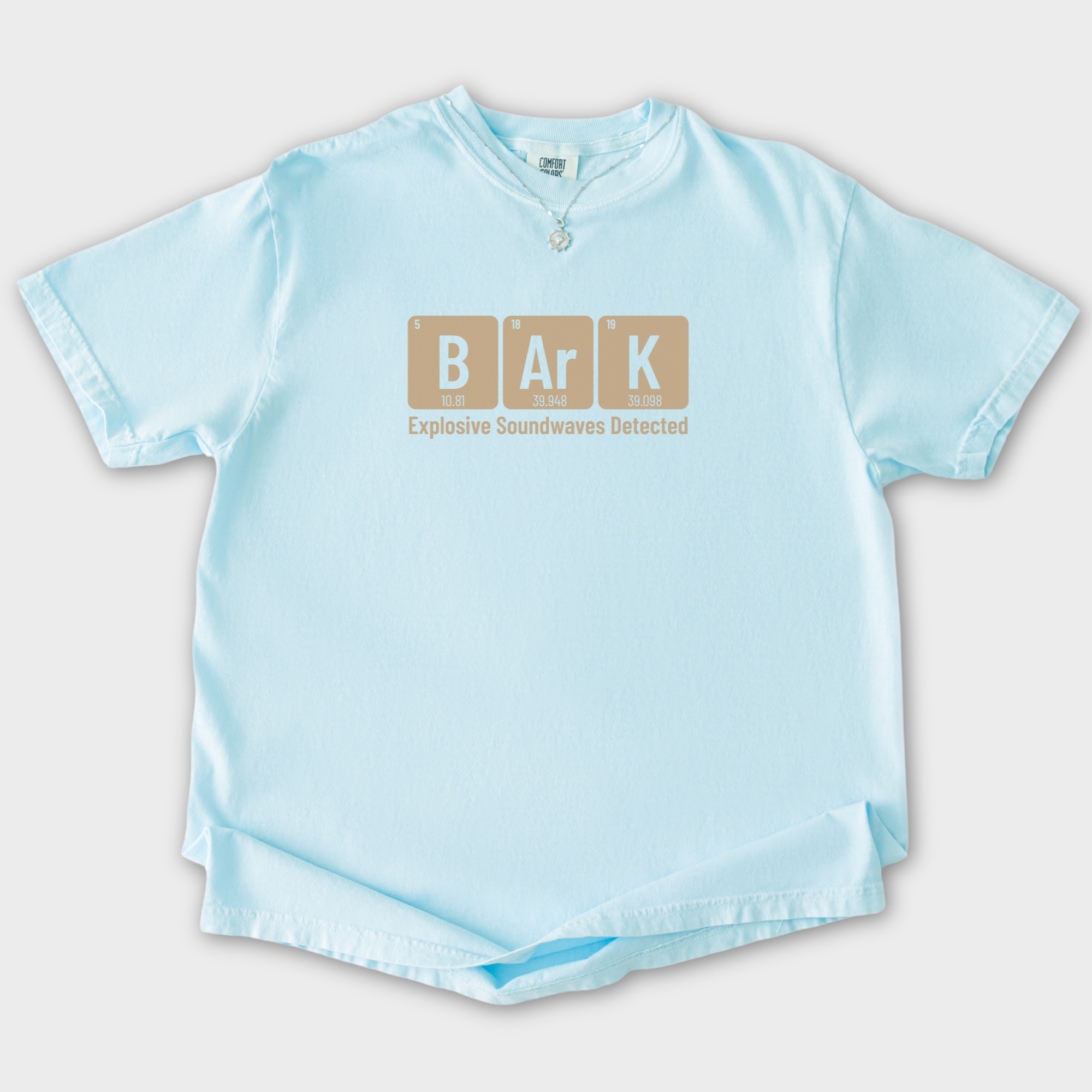 Modern Bark Dog Text Comfort Colors T-Shirt in Chambray