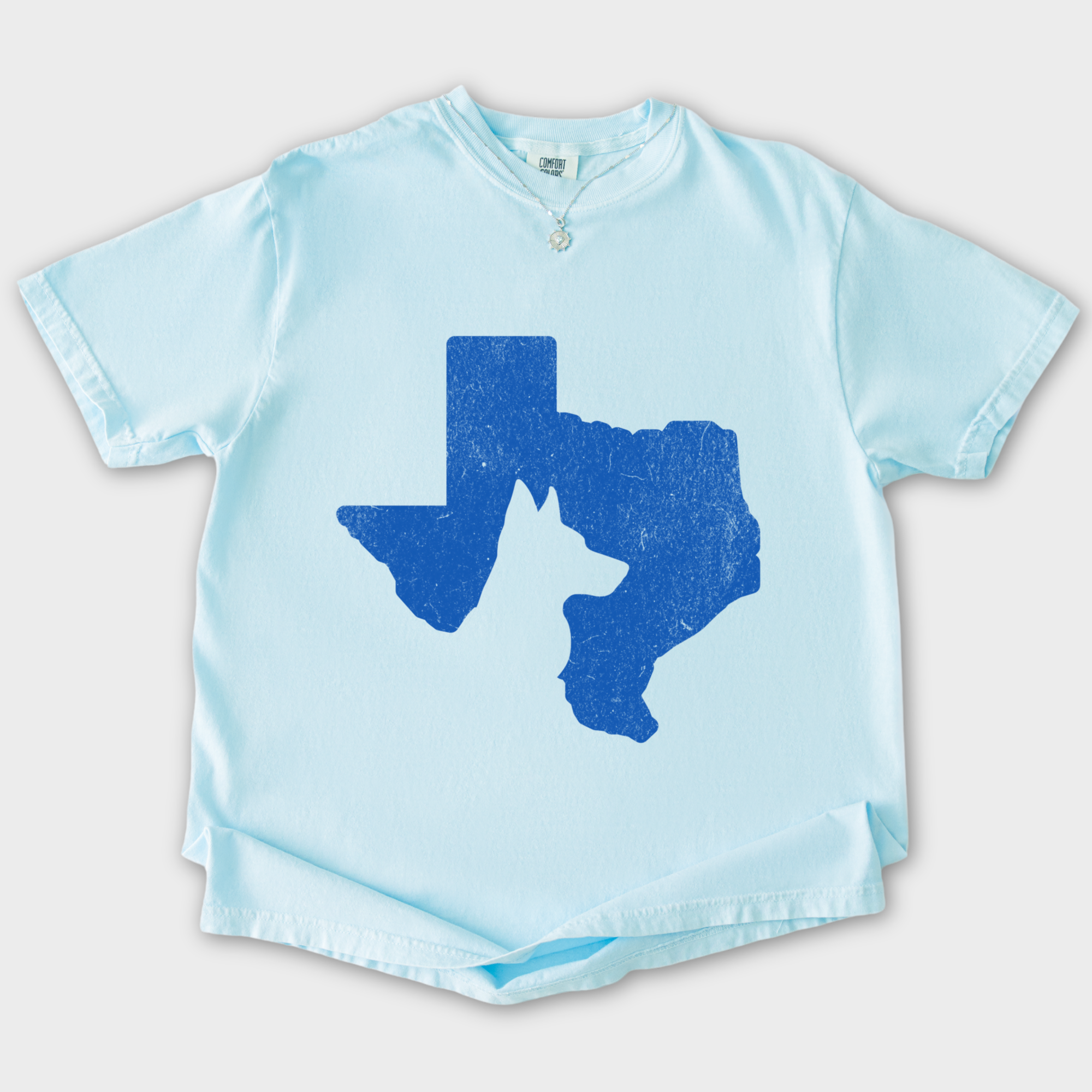 Minimalist Texas State Dog Lover Dog Graphic Comfort Colors T-Shirt in Chambray-T-Shirt-Chambray-S-Fetch N Found